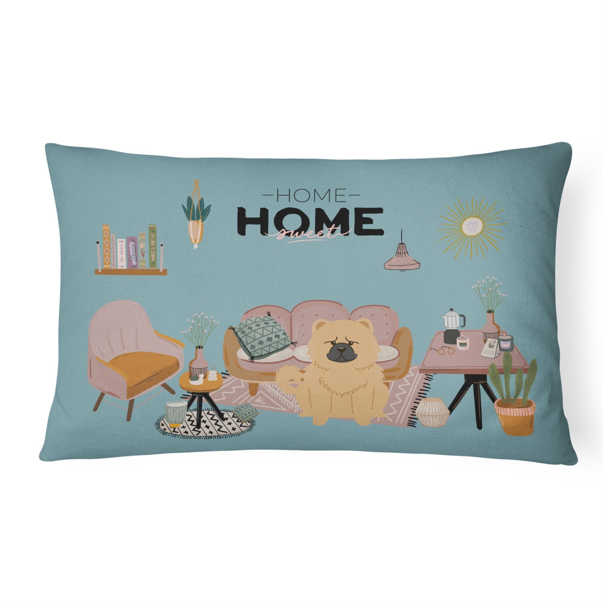 Cream Chow Chow Sweet Home Canvas Fabric Decorative Pillow