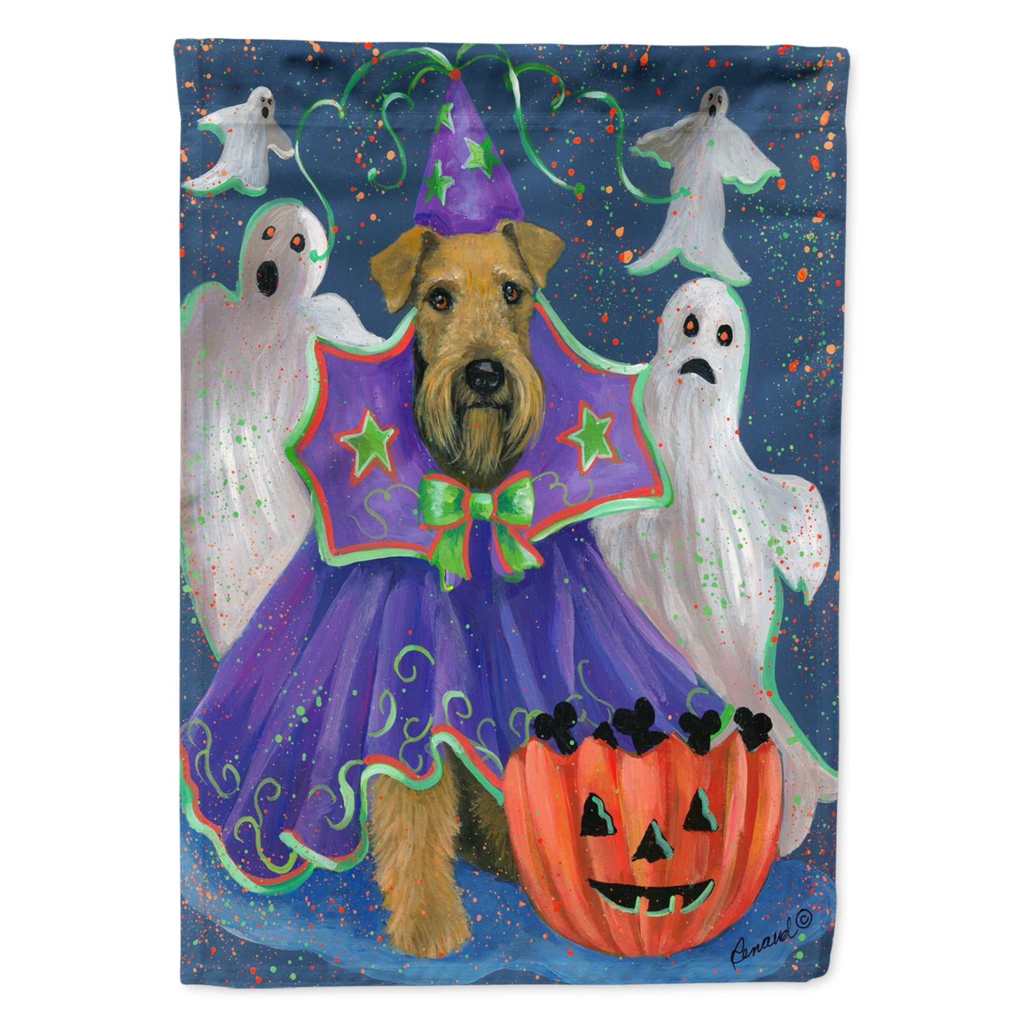 Airedale Boo Hoo Halloween Flag Garden Size