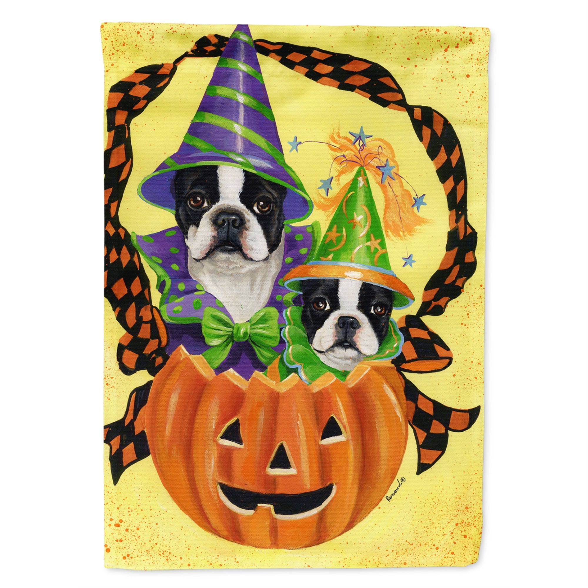Boston Terrier Halloweenies Flag Garden Size