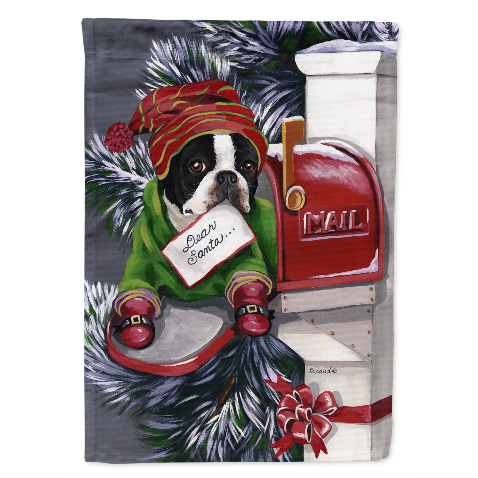Boston Terrier Letter To Santa Christmas Flag Garden Size