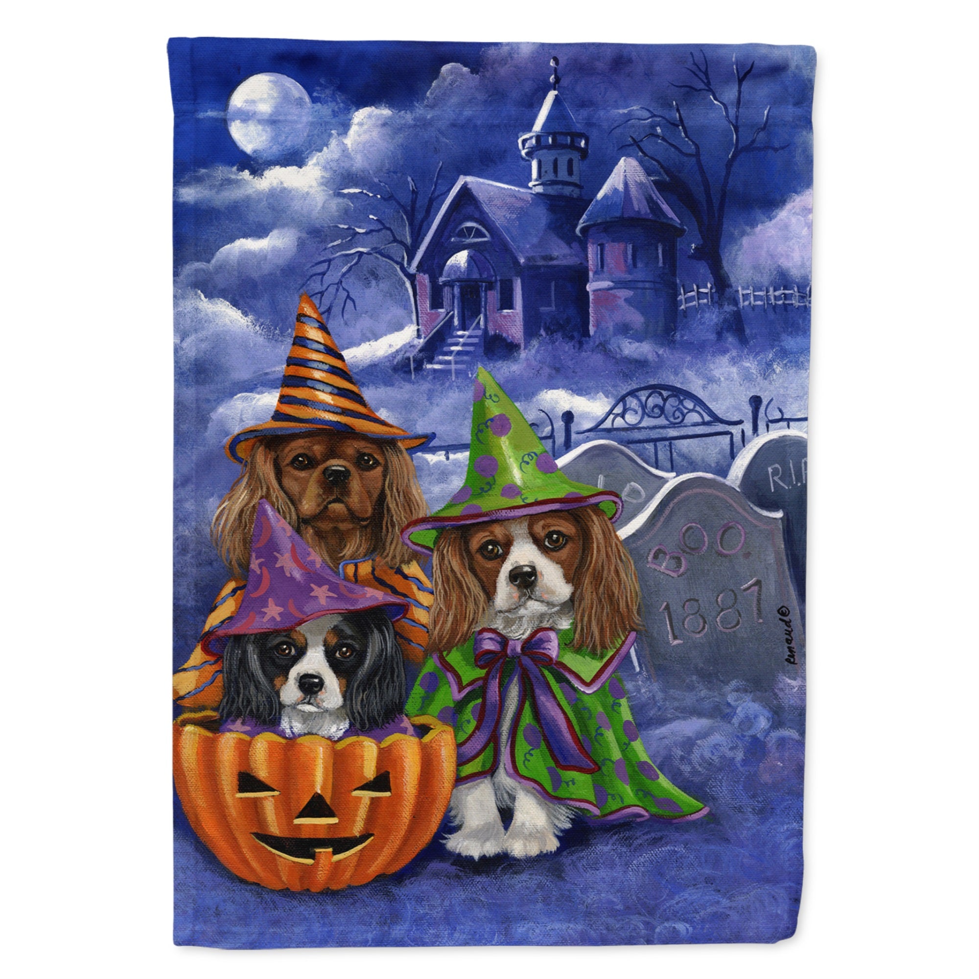 Cavalier Spaniel Halloween House Flag Garden Size