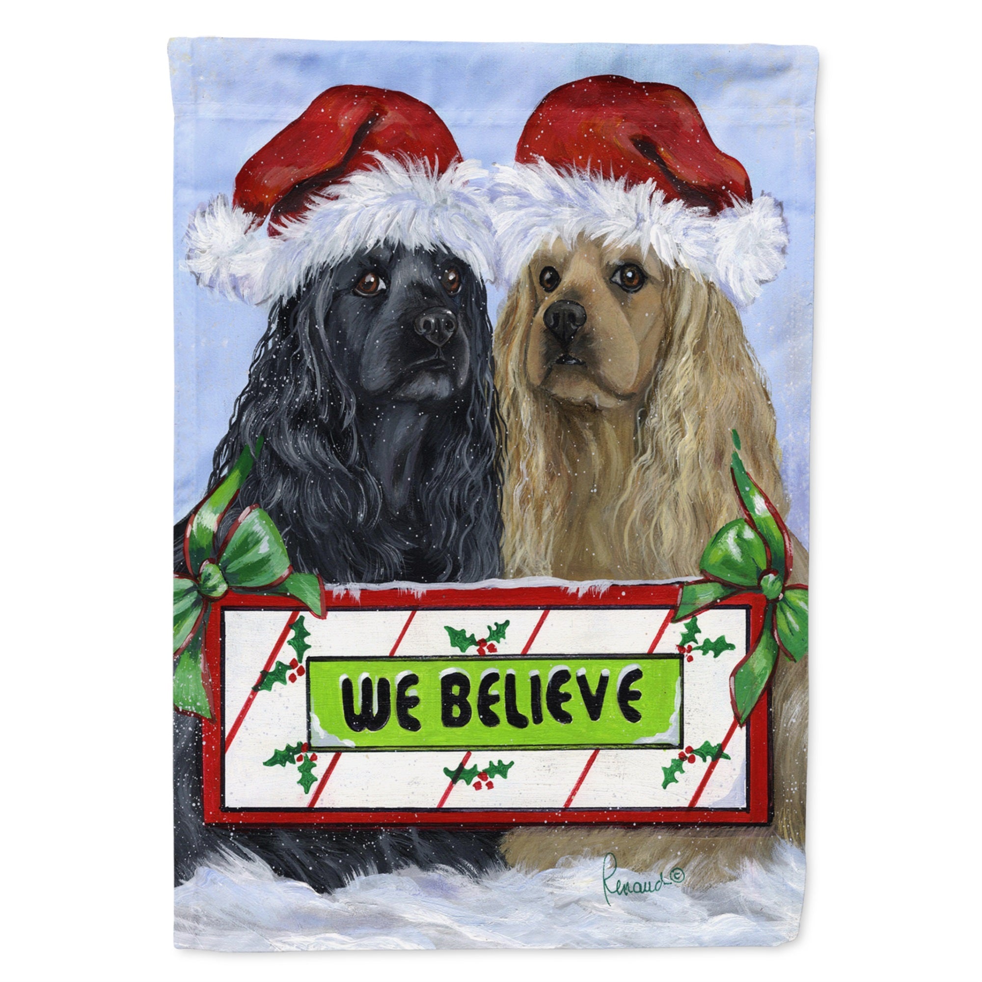 Cocker Spaniel Christmas Flag Garden Size