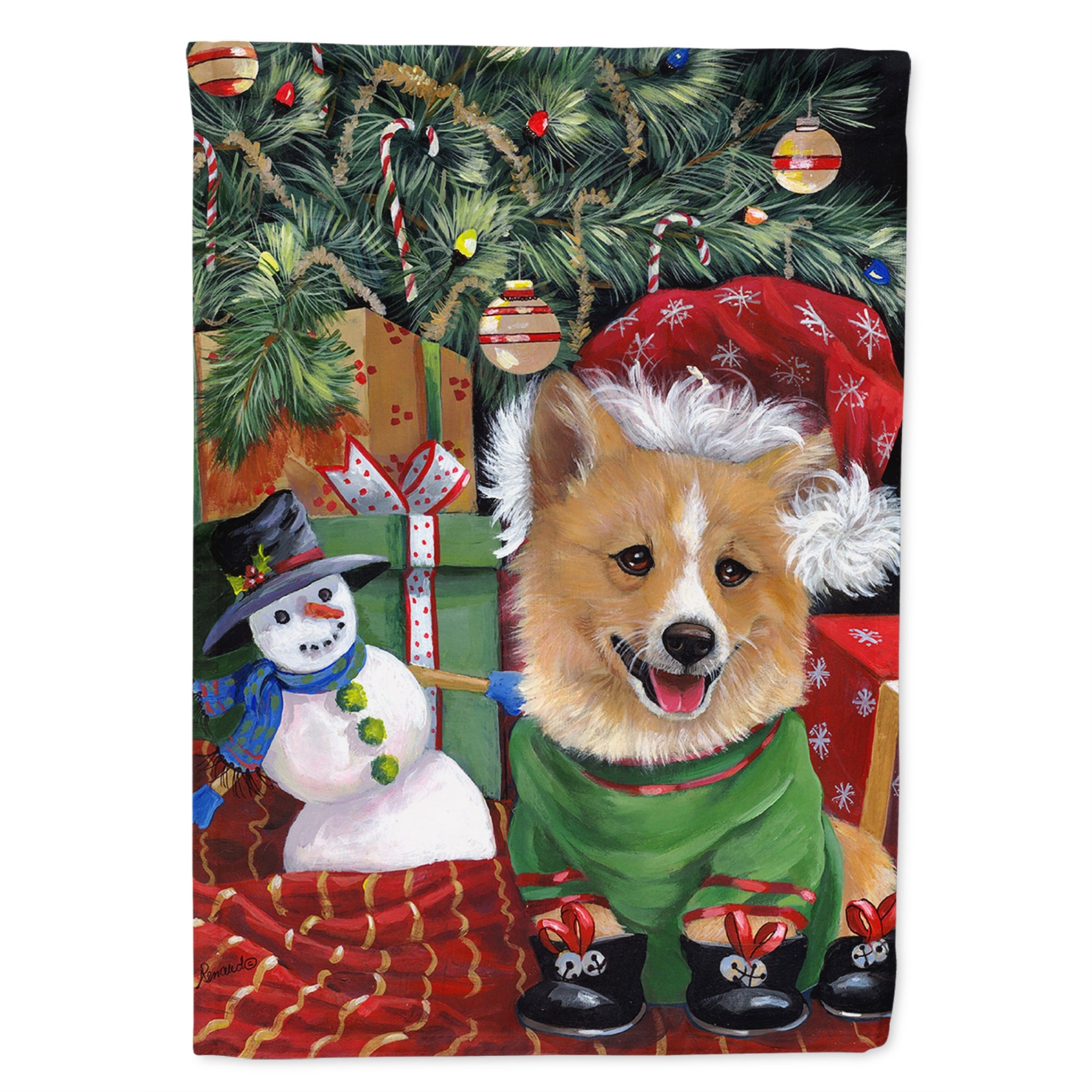 Corgi Under My Christmas Tree Flag Garden Size