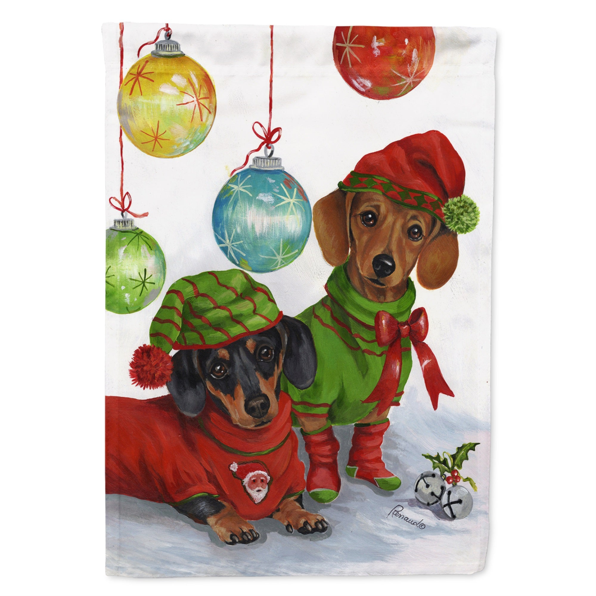Dachshund Christmas Jingle Flag Garden Size