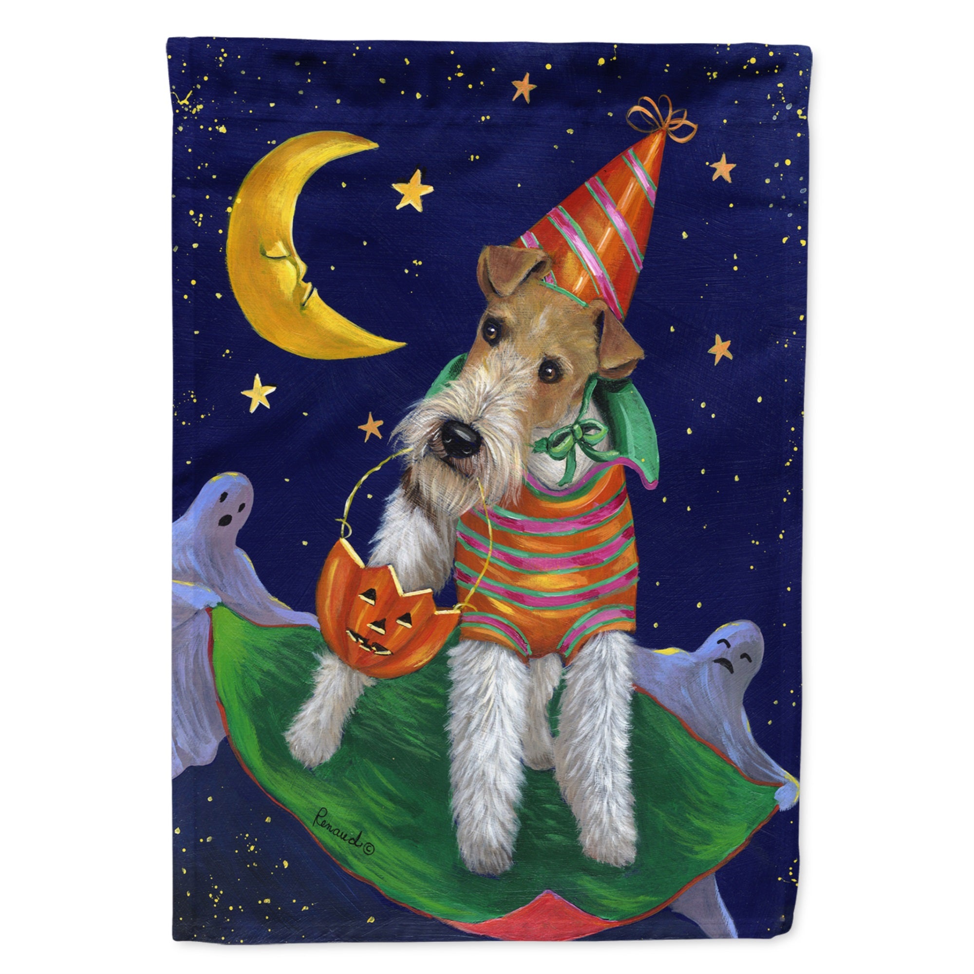 Fox Terrier Halloween Trick Or Treat Flag Garden Size