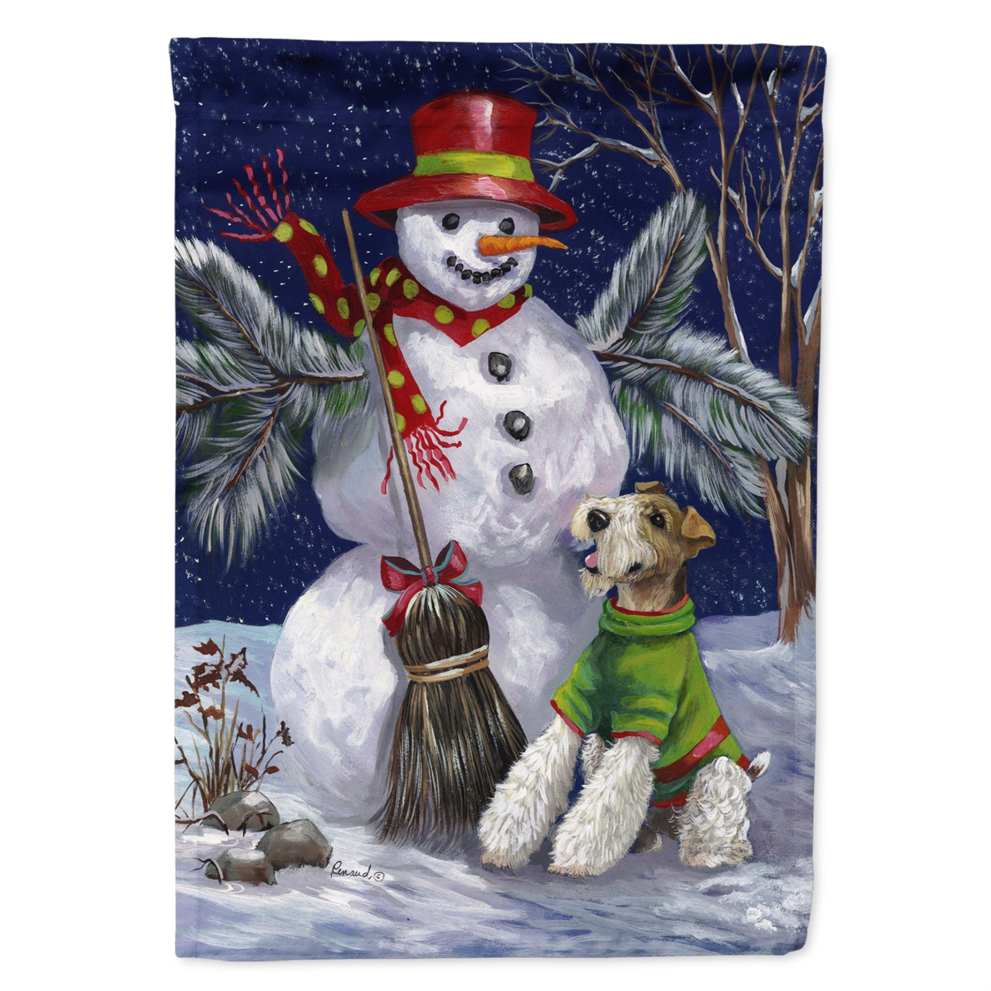 Fox Terrier Christmas Winter Fun Flag Garden Size