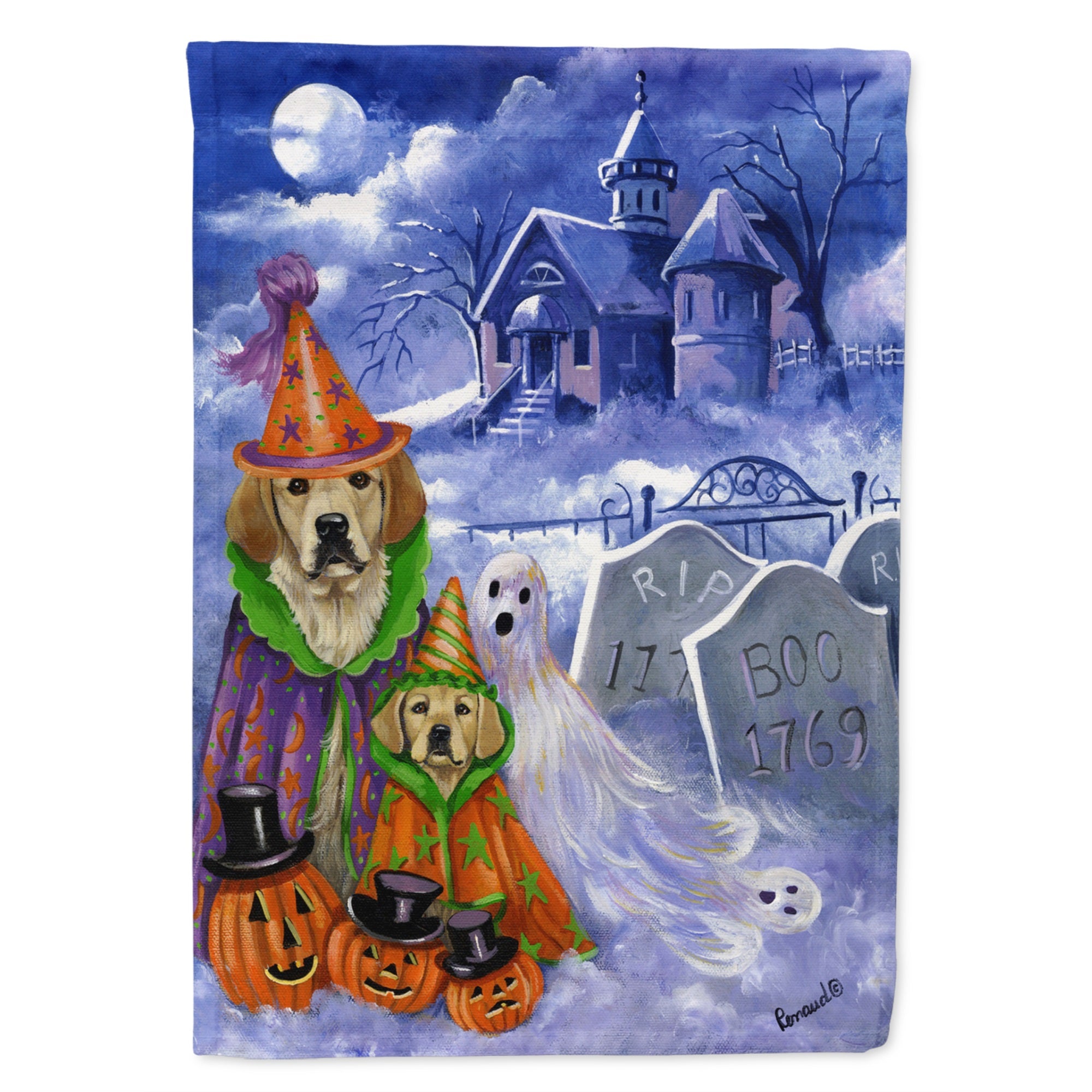 Golden Retriever Halloween Flag Garden Size