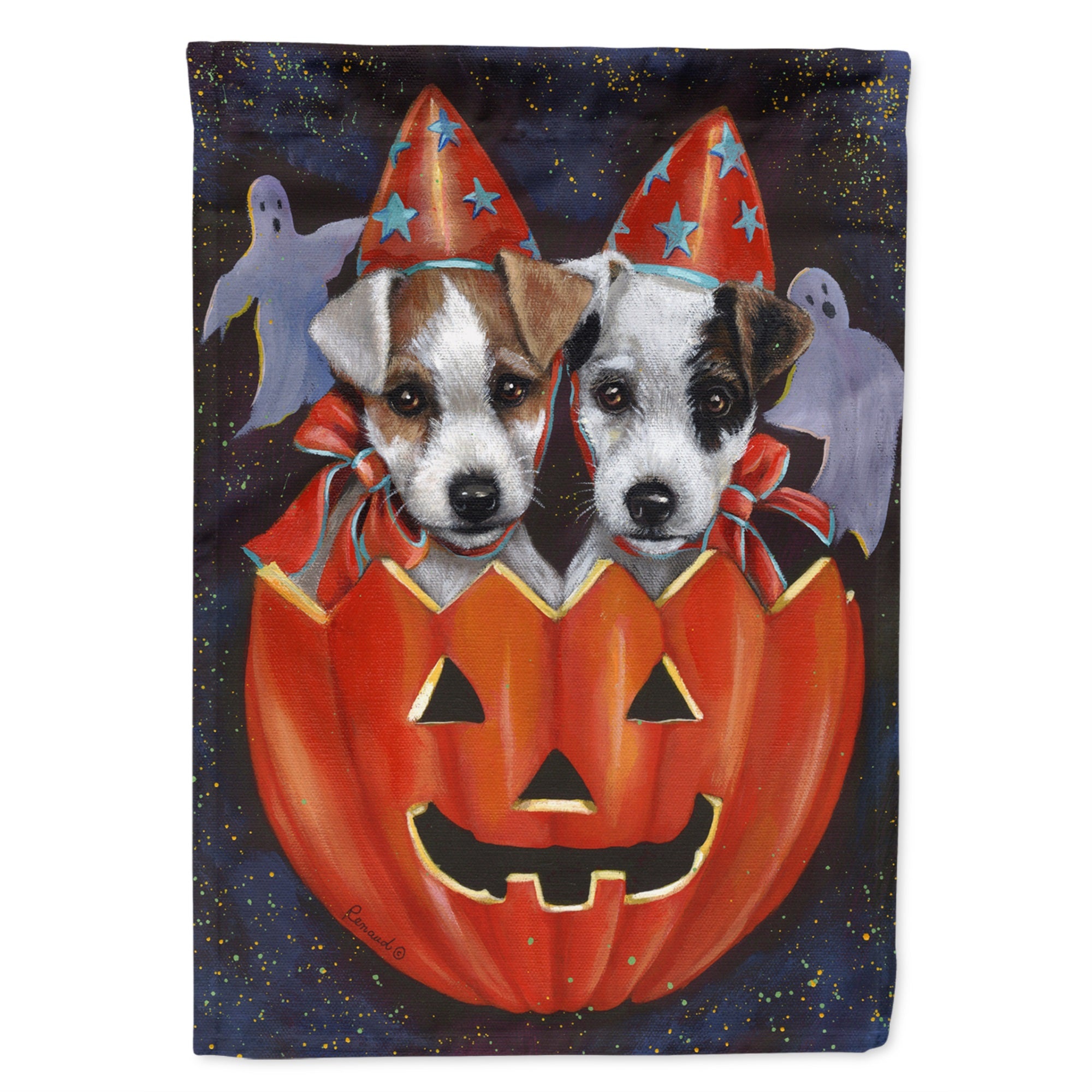 Jack Russell Terrier Halloween Flag Garden Size