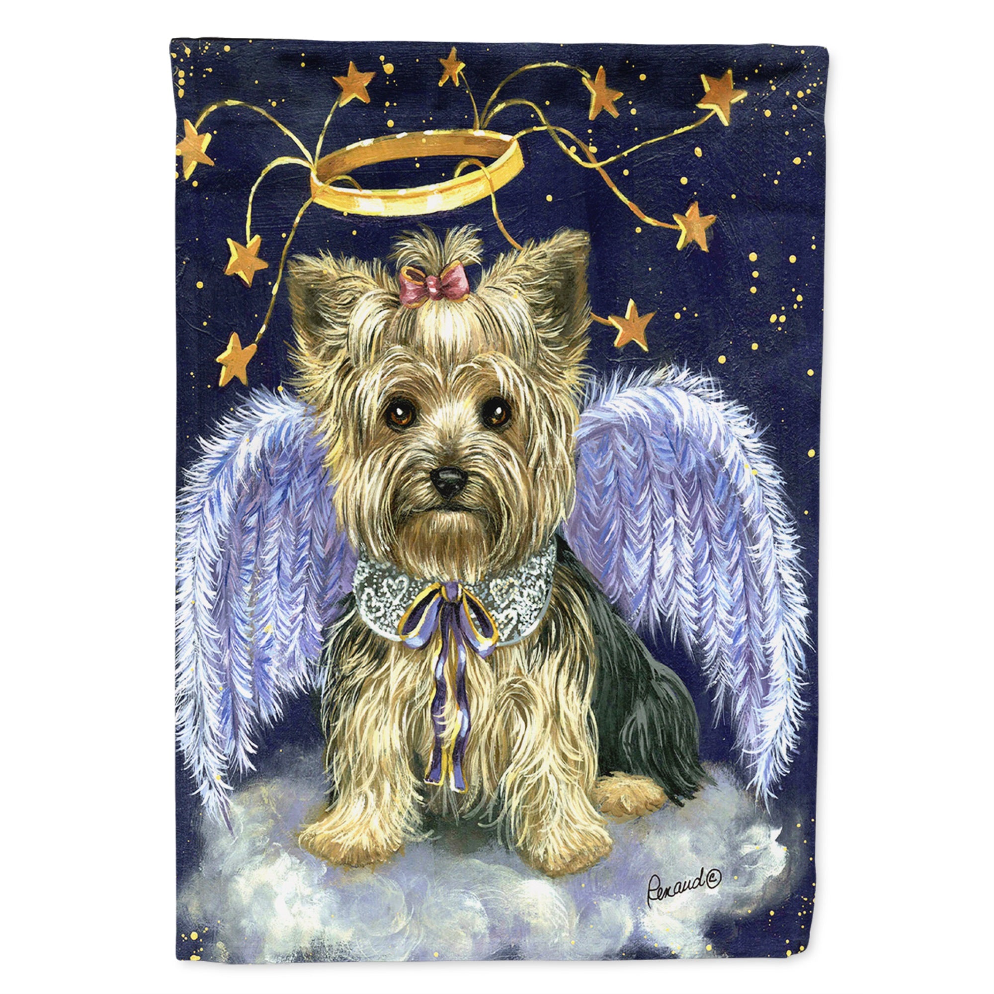 Yorkie Christmas Family Tree Flag Garden Size