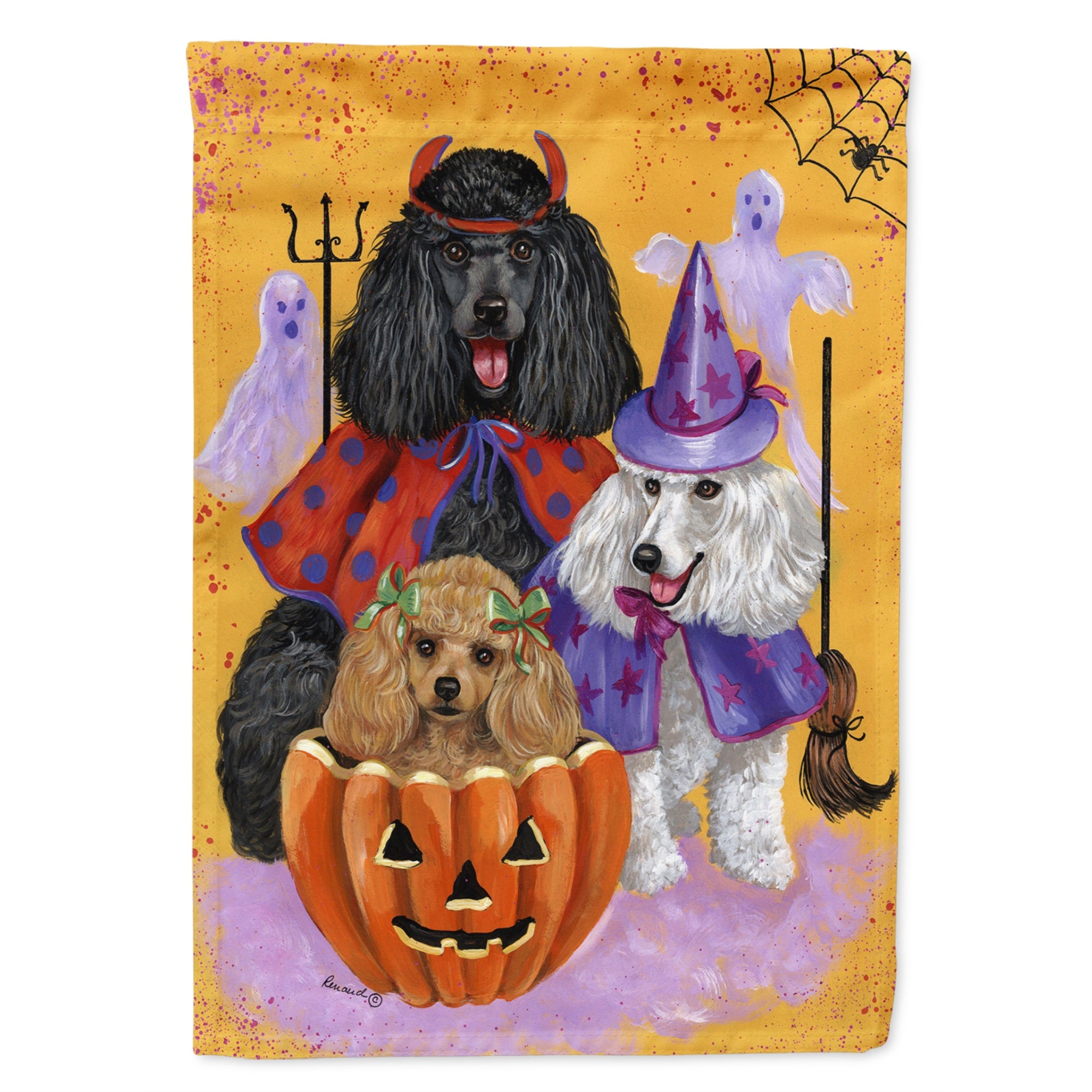 Poodle Halloween Flag Garden Size