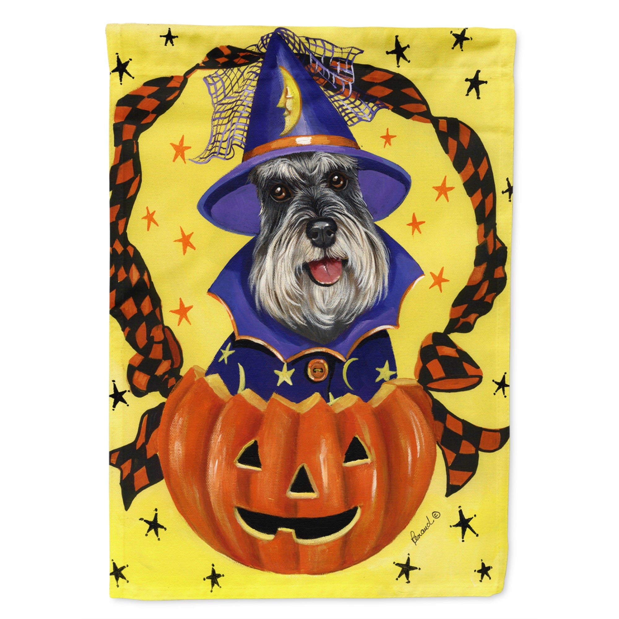 Schnauzer Halloween Flag Garden Size