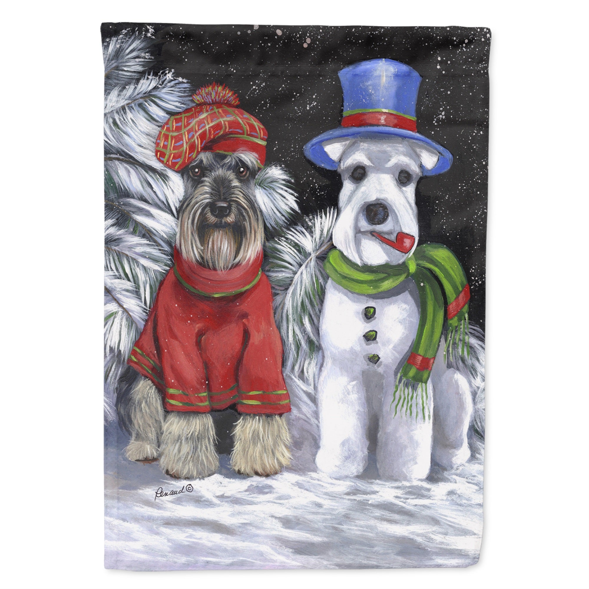 Schnauzer Christmas Snow Dog Flag Garden Size