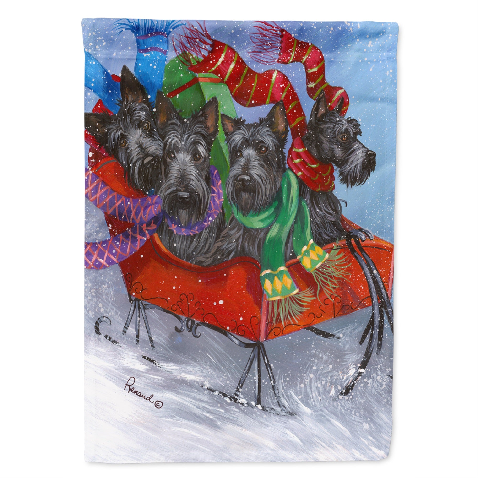 Scottie Christmas Dashing Flag Garden Size