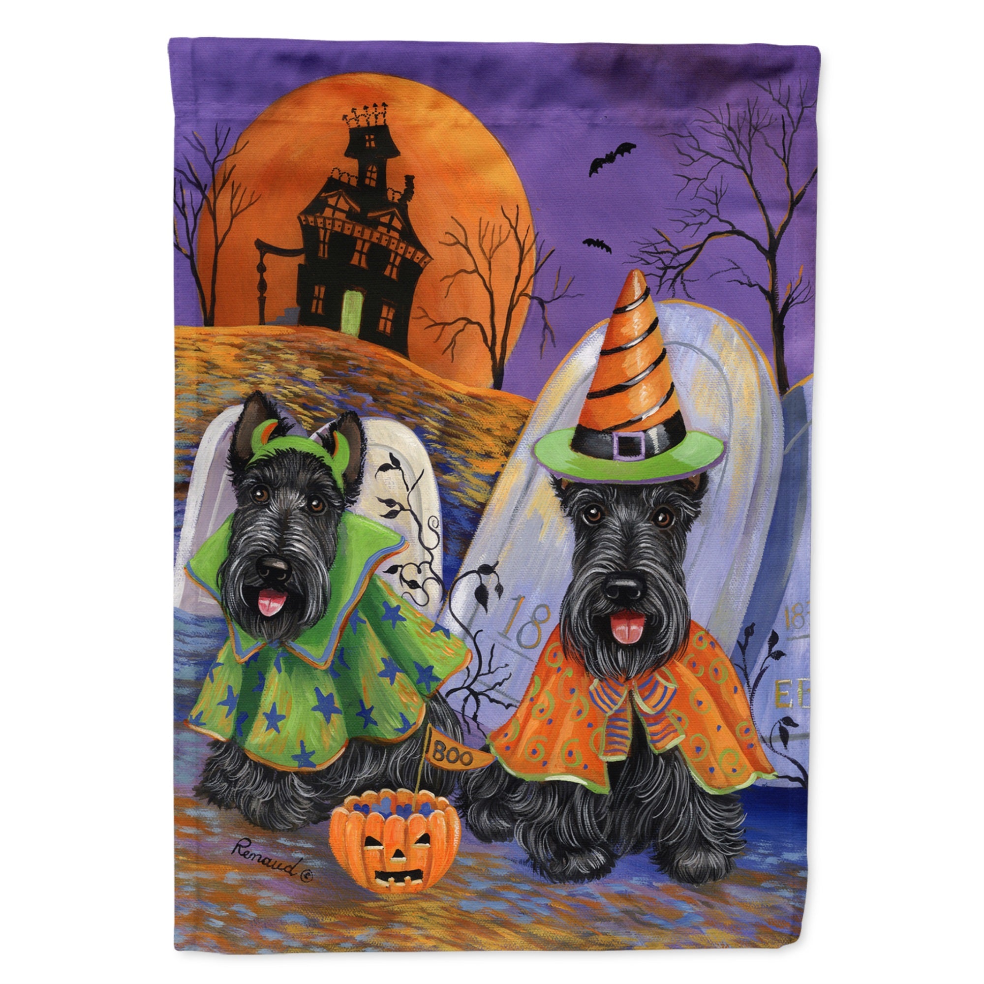 Scottie Halloween Haunted House Flag Garden Size