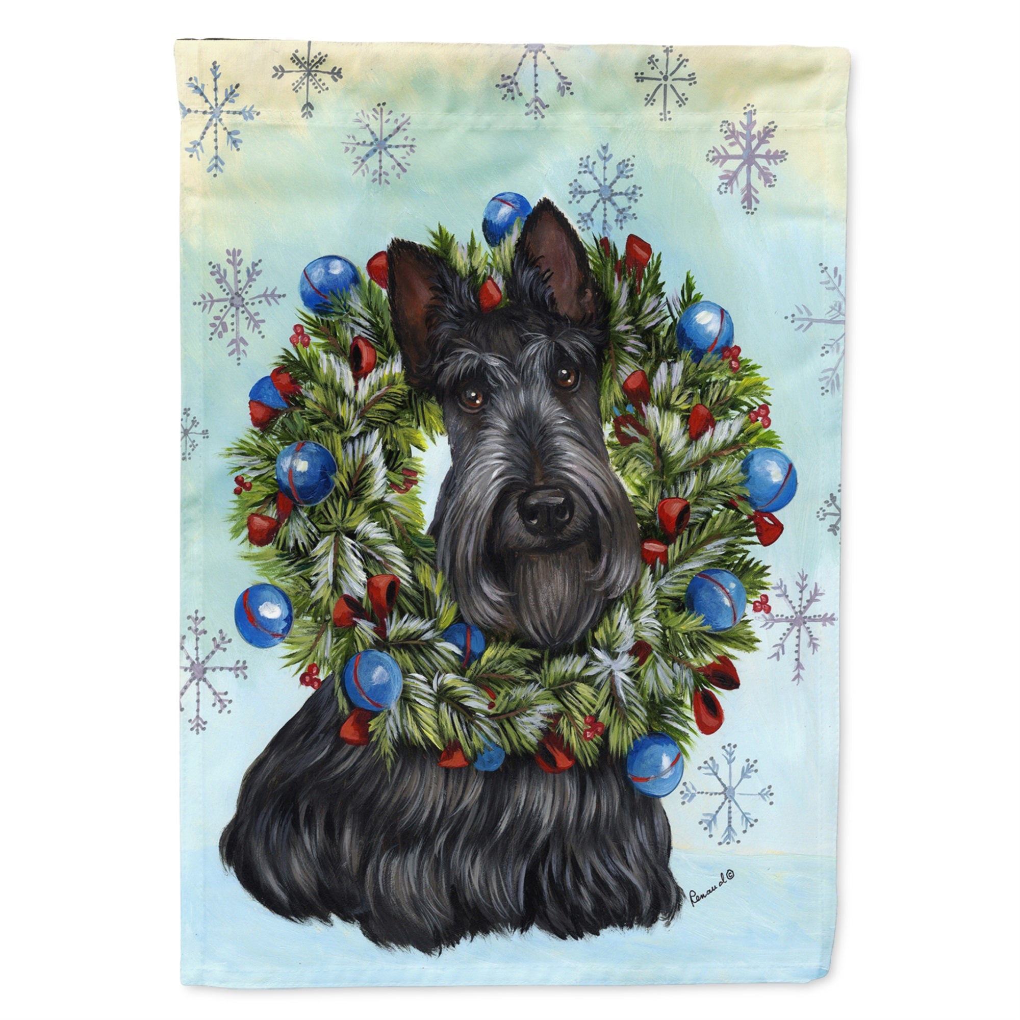 Scottie Christmas Snowflake Flag Garden Size