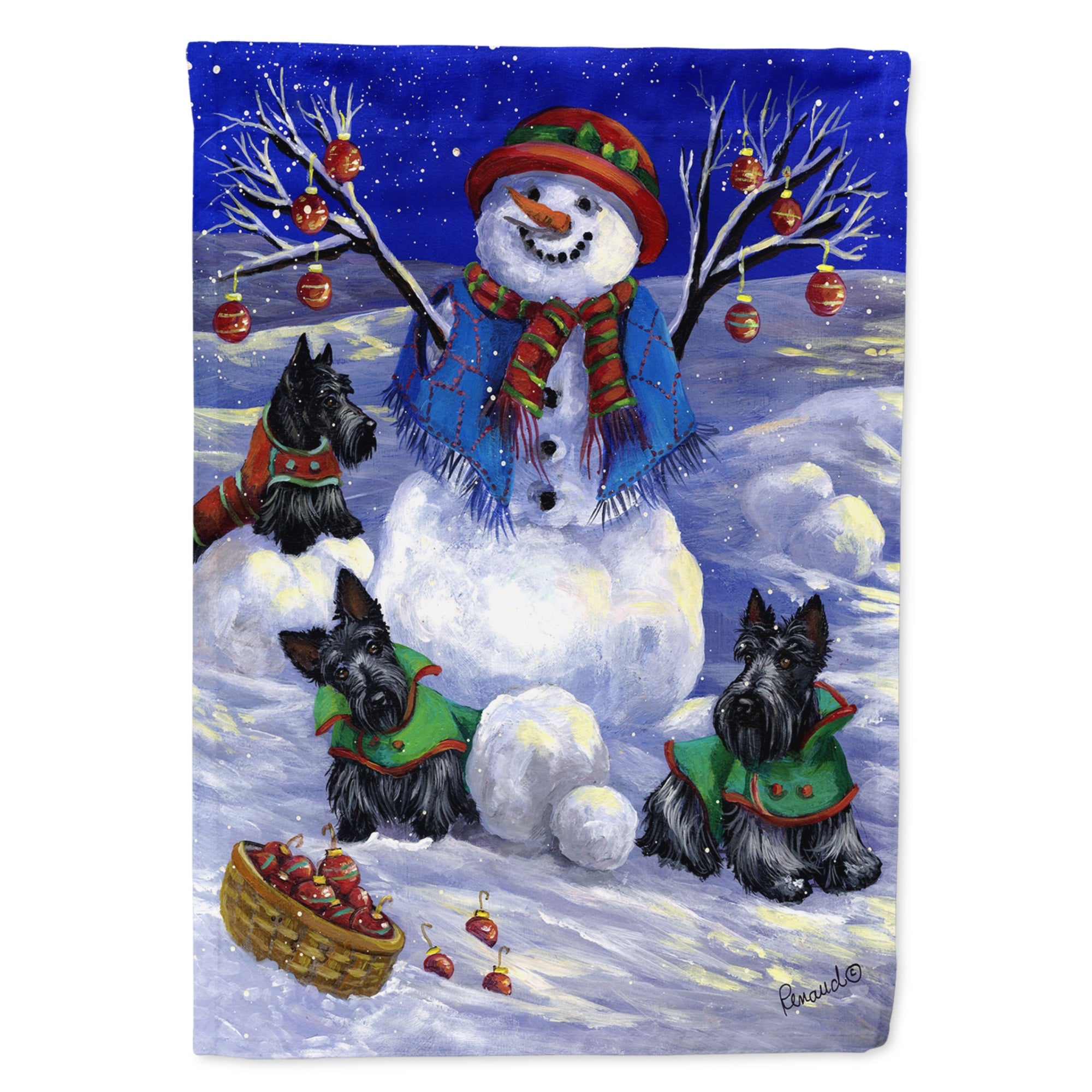 Scottie Christmas Snowman Flag Garden Size