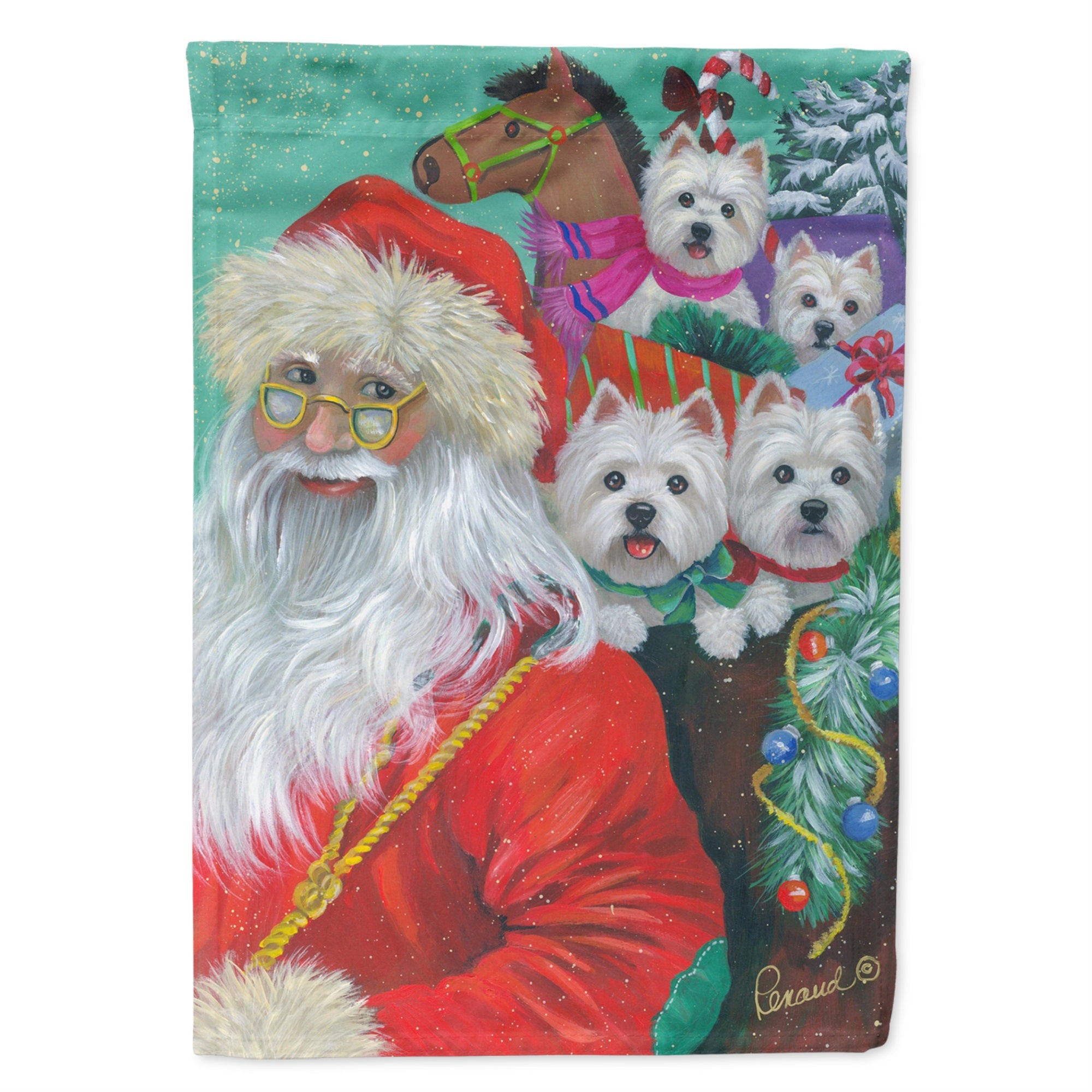 Westie Christmas Santa'S Westies Flag Garden Size
