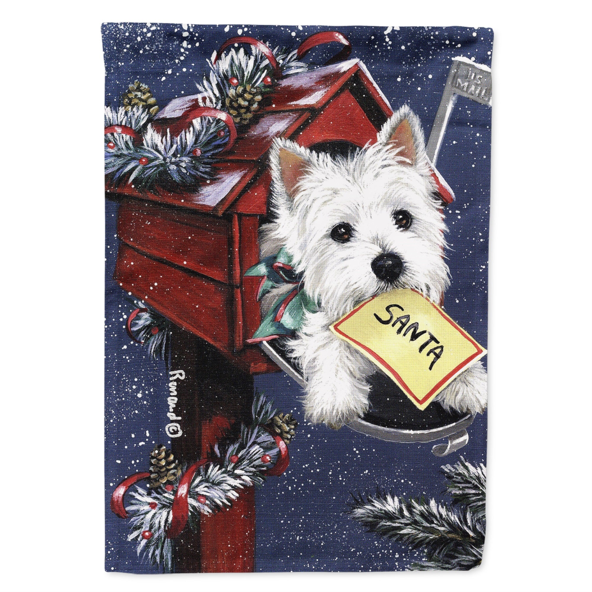Westie Zoe'S Christmas List Flag Garden Size