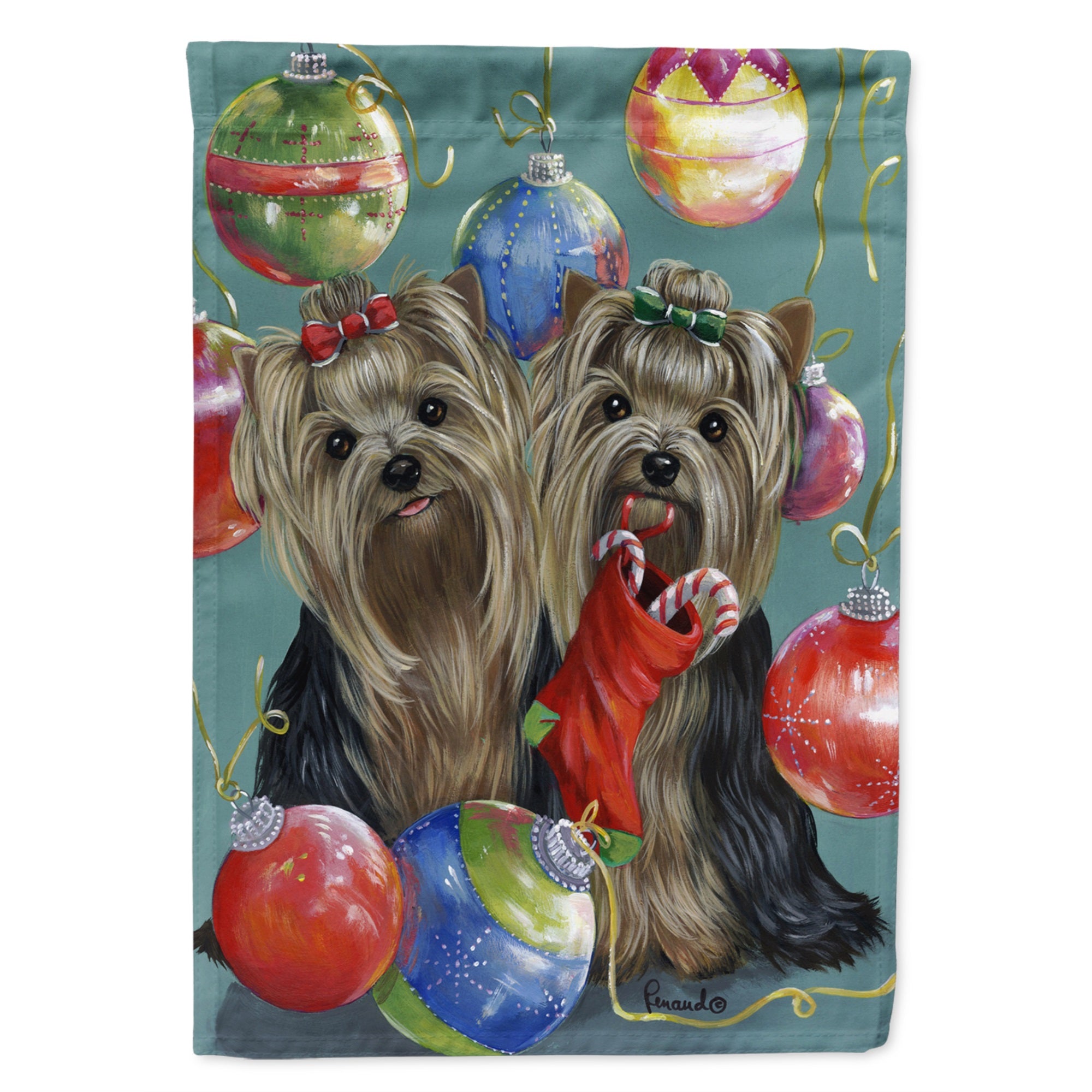 Yorkie Christmas All That Glitters Flag Garden Size