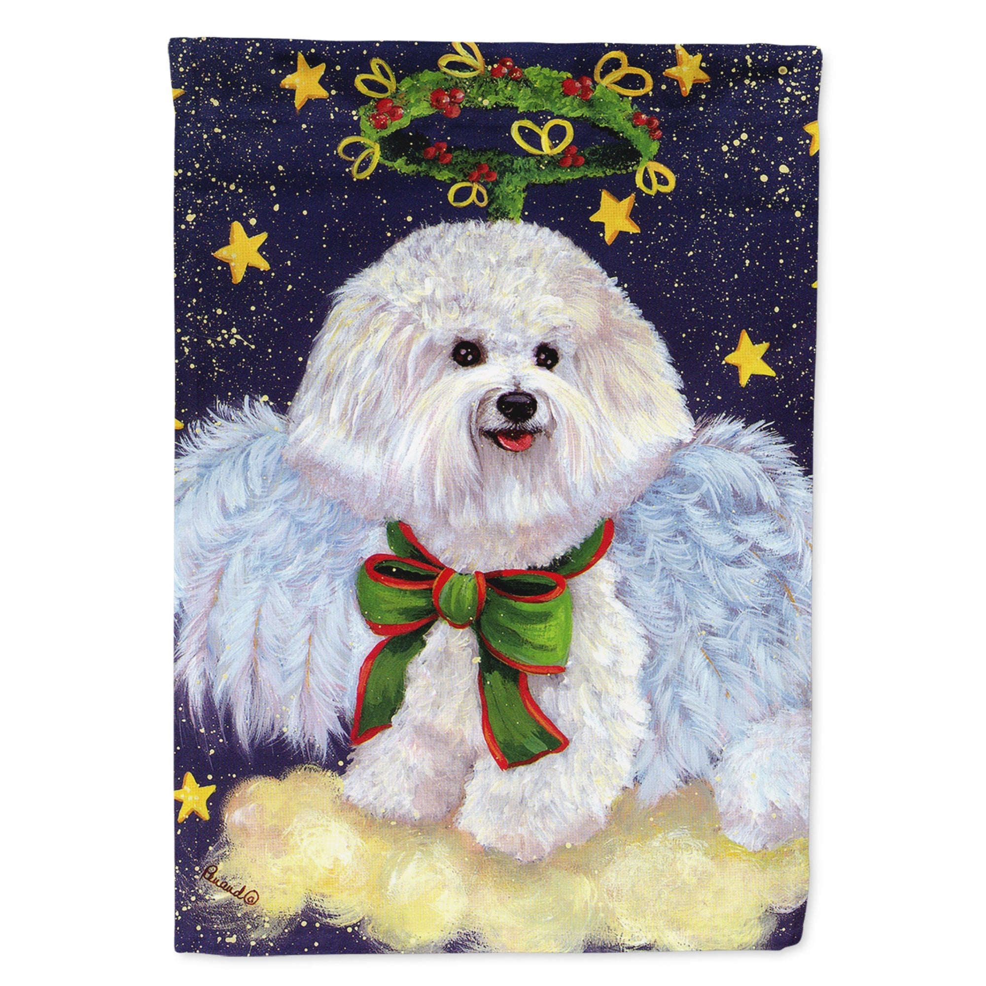 Bichon Frise Christmas Angel Flag Canvas House Size