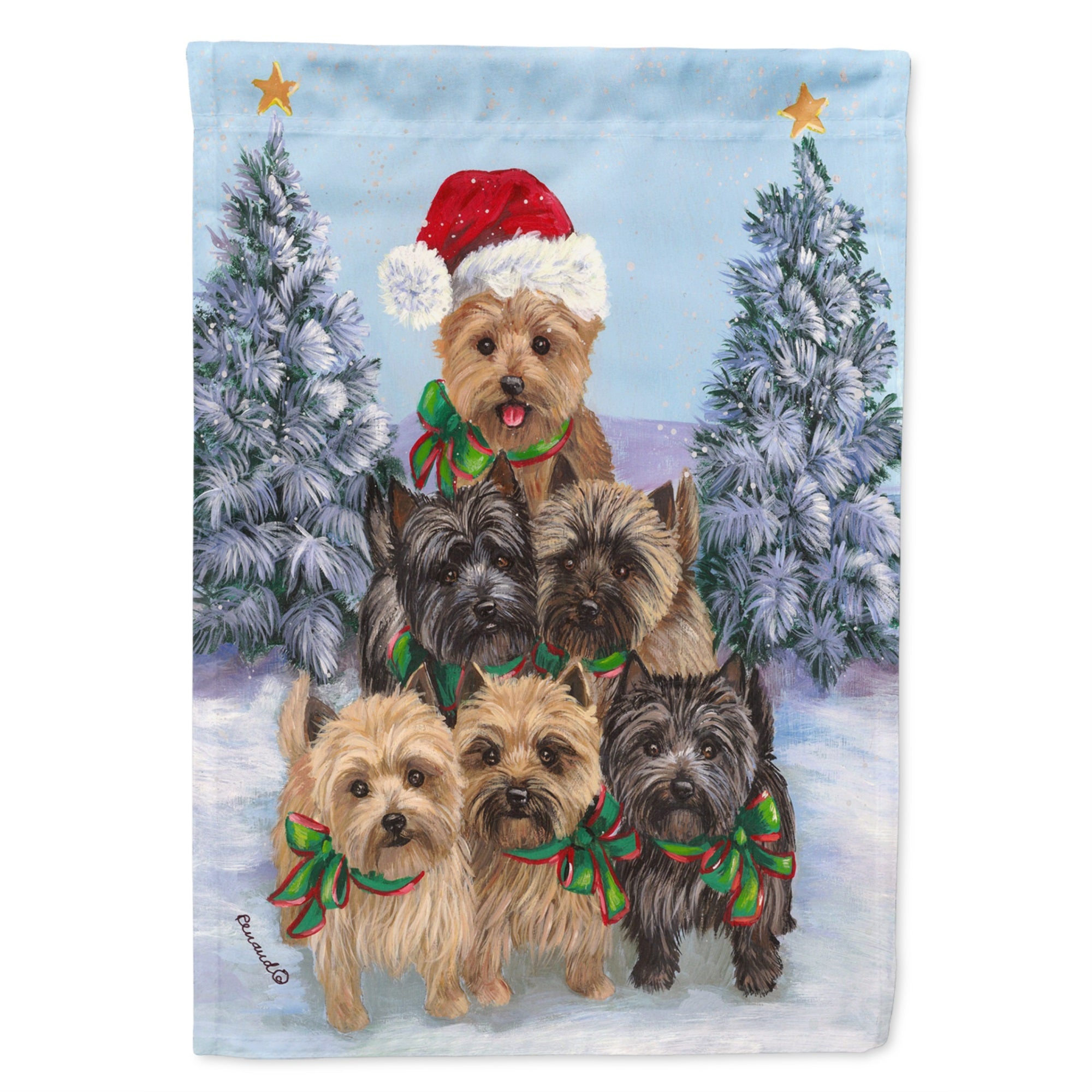 Cairn Terrier Christmas Family Tree Flag Canvas House Size