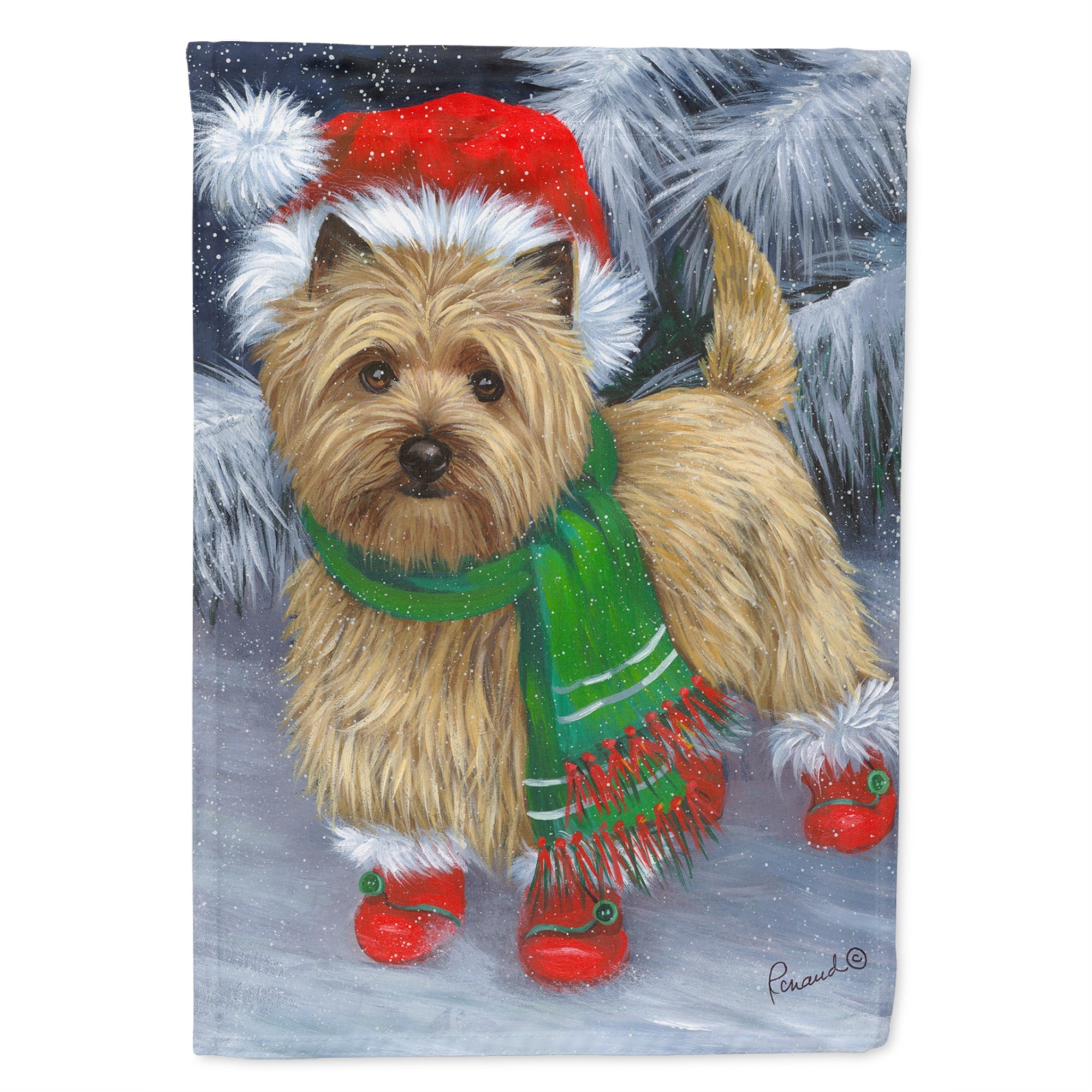 Cairn Terrier Christmas Red Boots Flag Canvas House Size