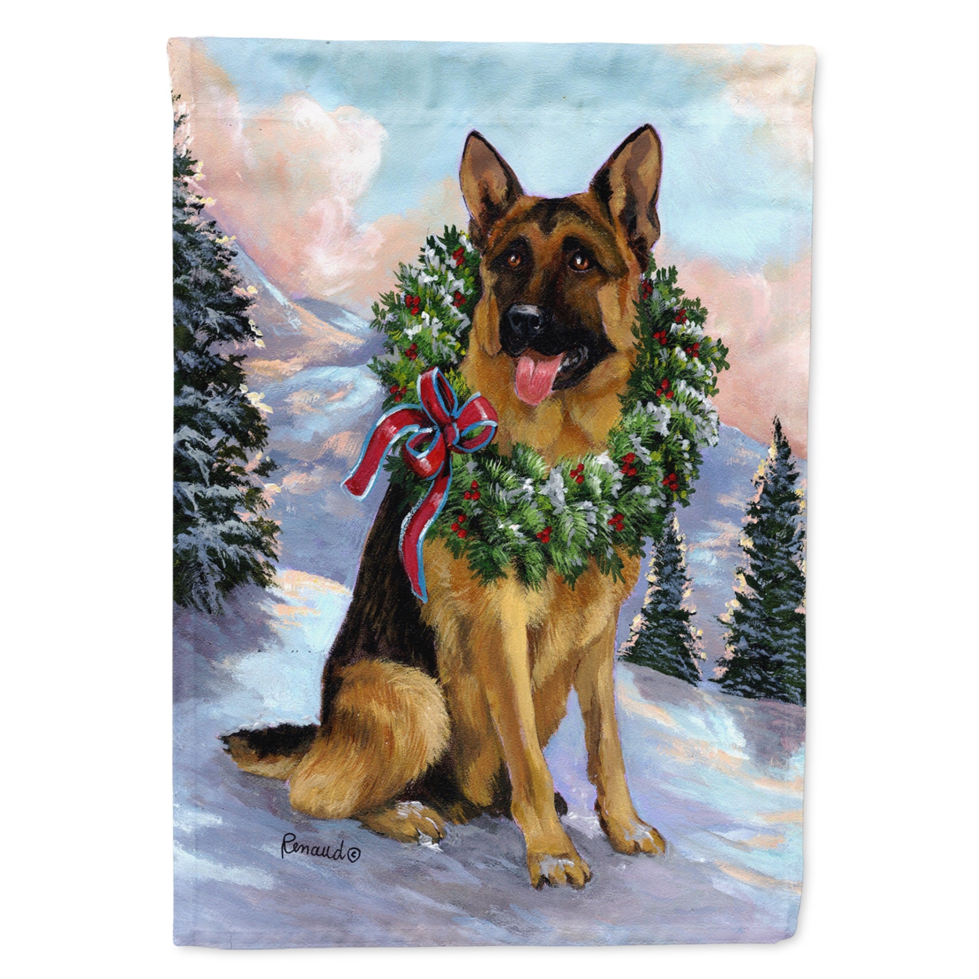 German Shepherd Christmas Honor Flag Canvas House Size