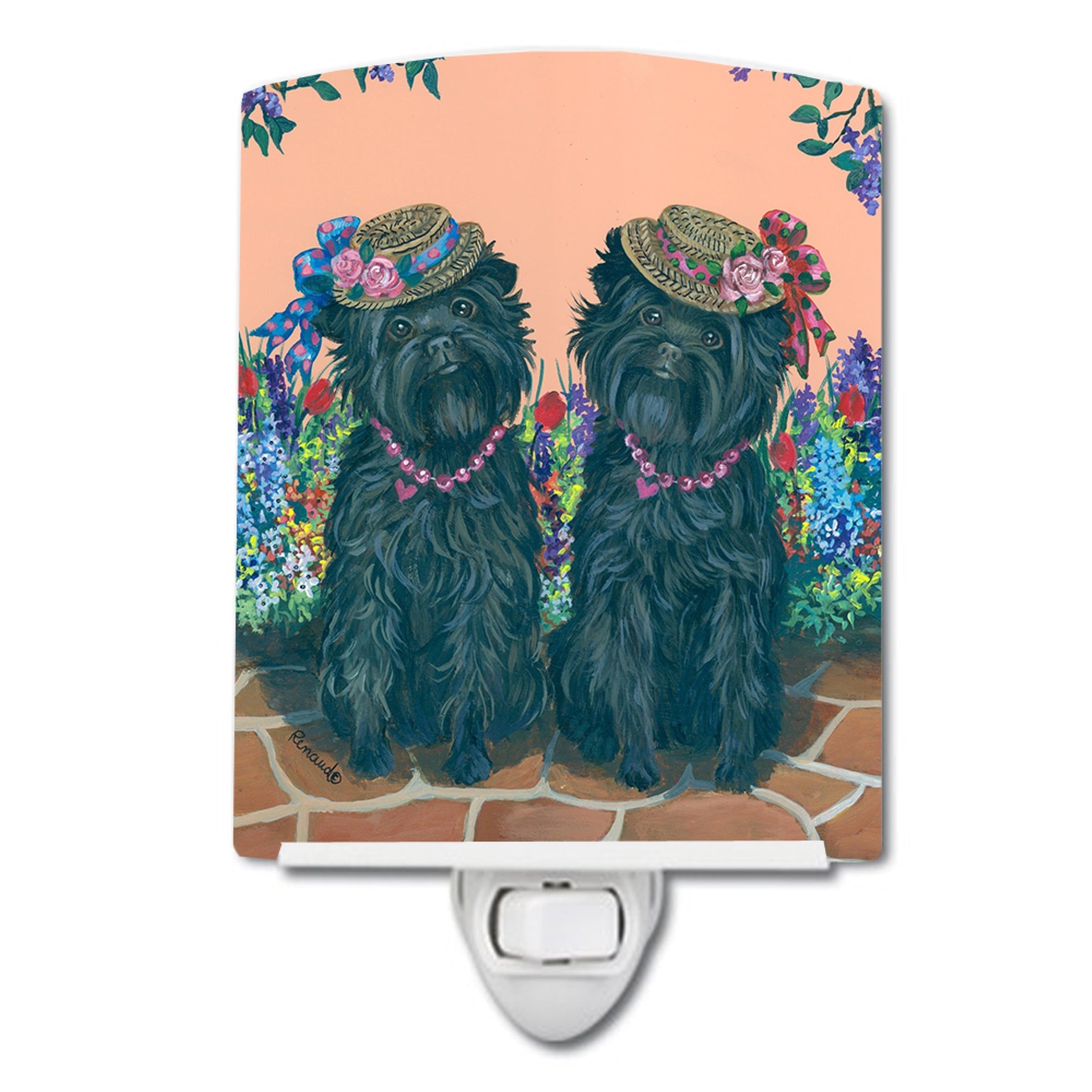 Affenpinscher Sisters Ceramic Night Light
