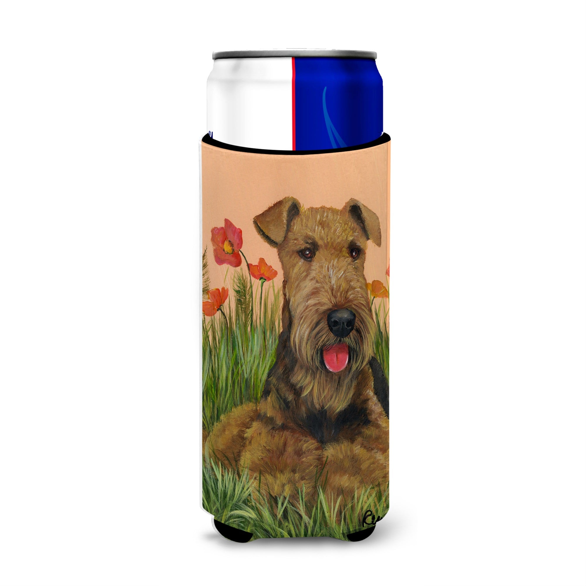 Airedale Terrier Poppies Ultra Hugger For Slim Cans