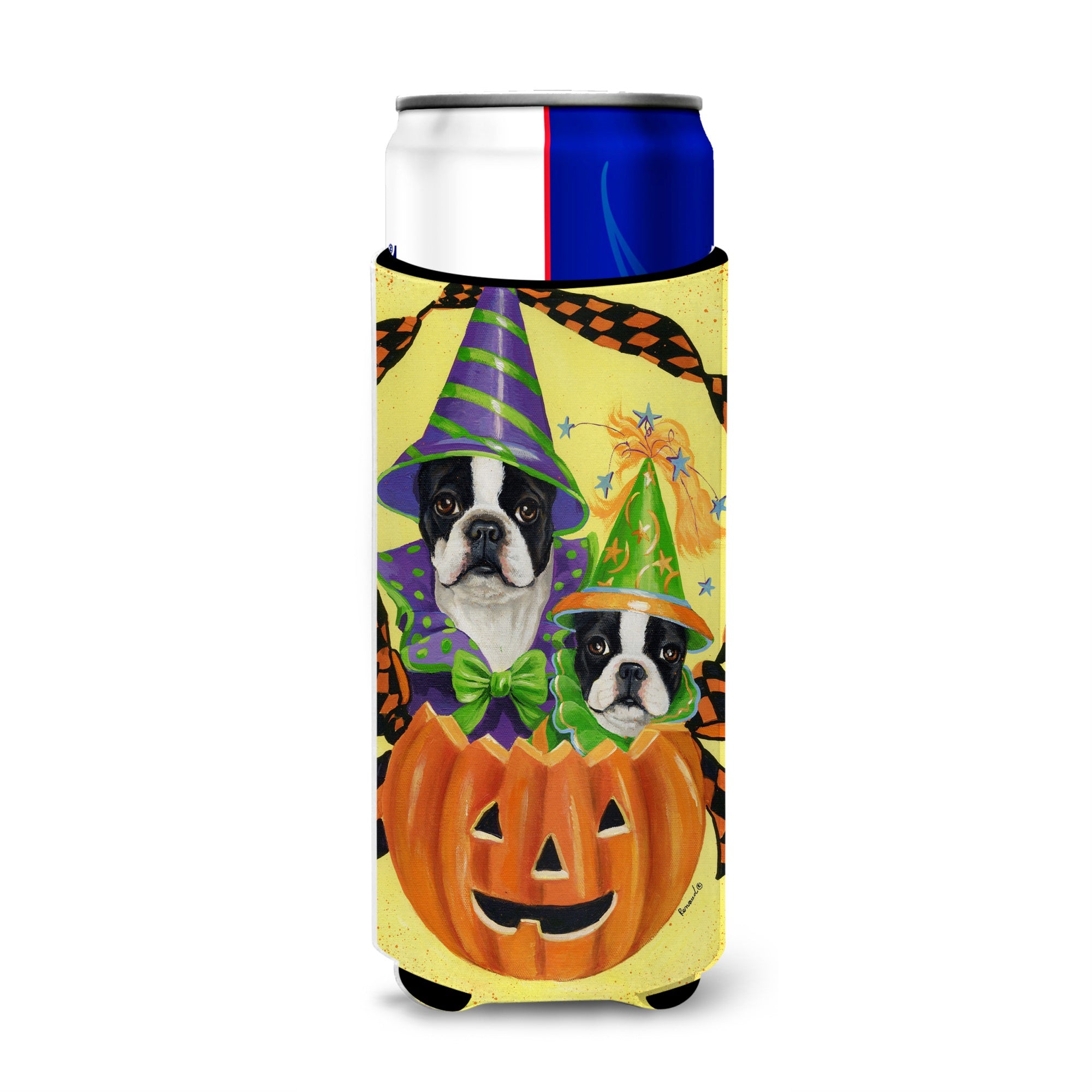 Boston Terrier Halloweenies Ultra Hugger For Slim Cans