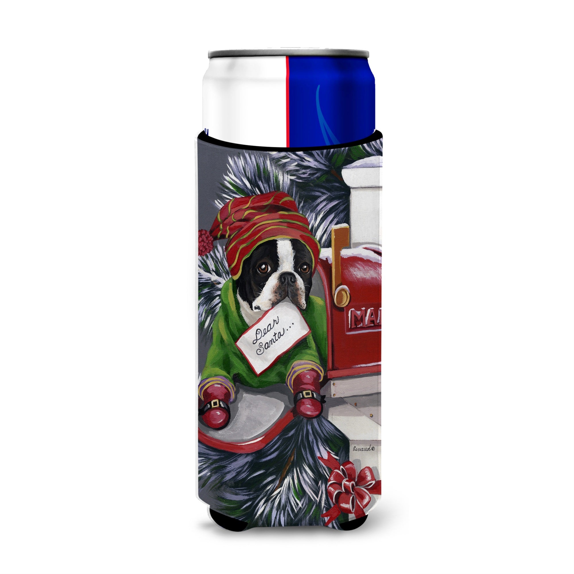 Boston Terrier Letter To Santa Christmas Ultra Hugger For Slim Cans