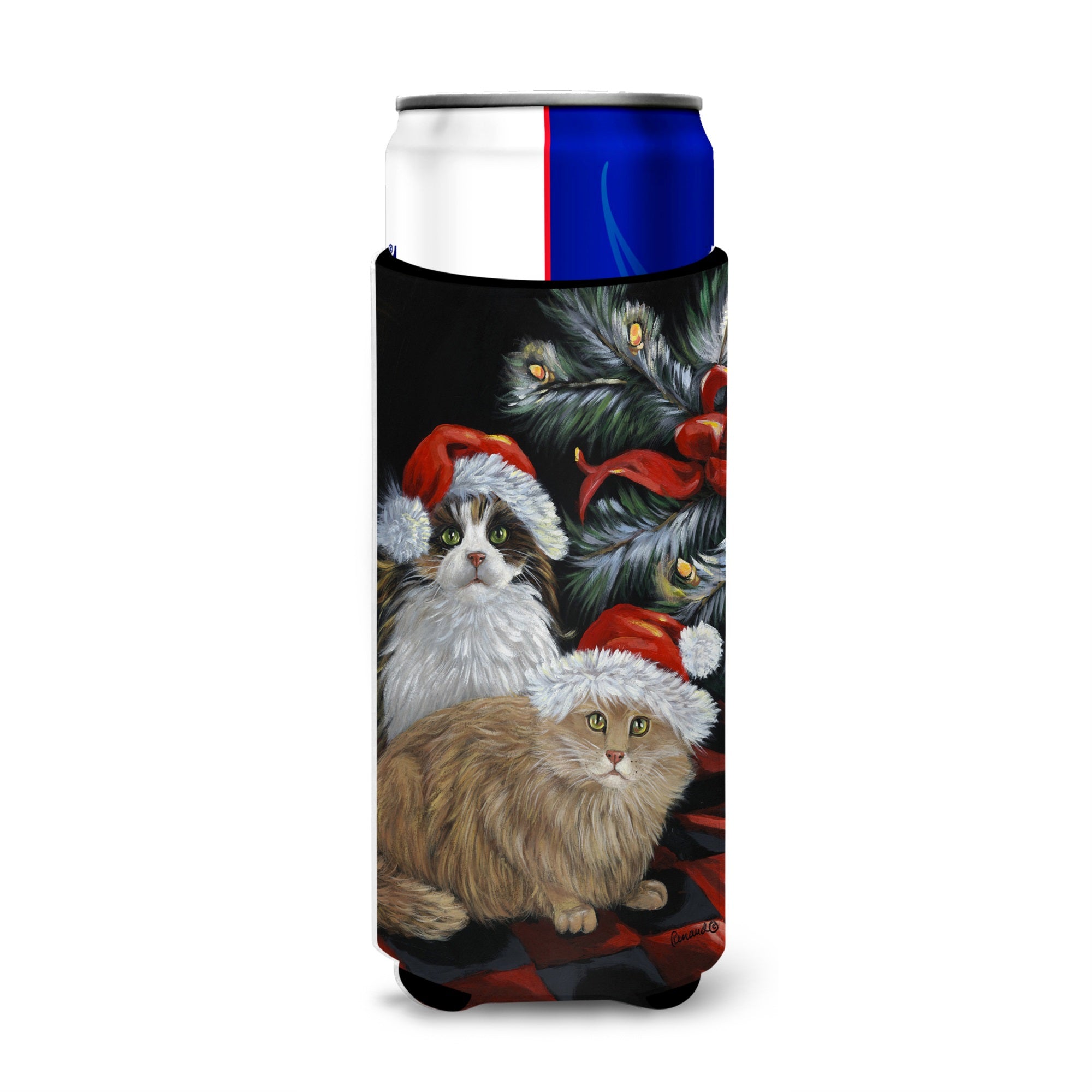 Cat Kitty Glitter Christmas Ultra Hugger For Slim Cans