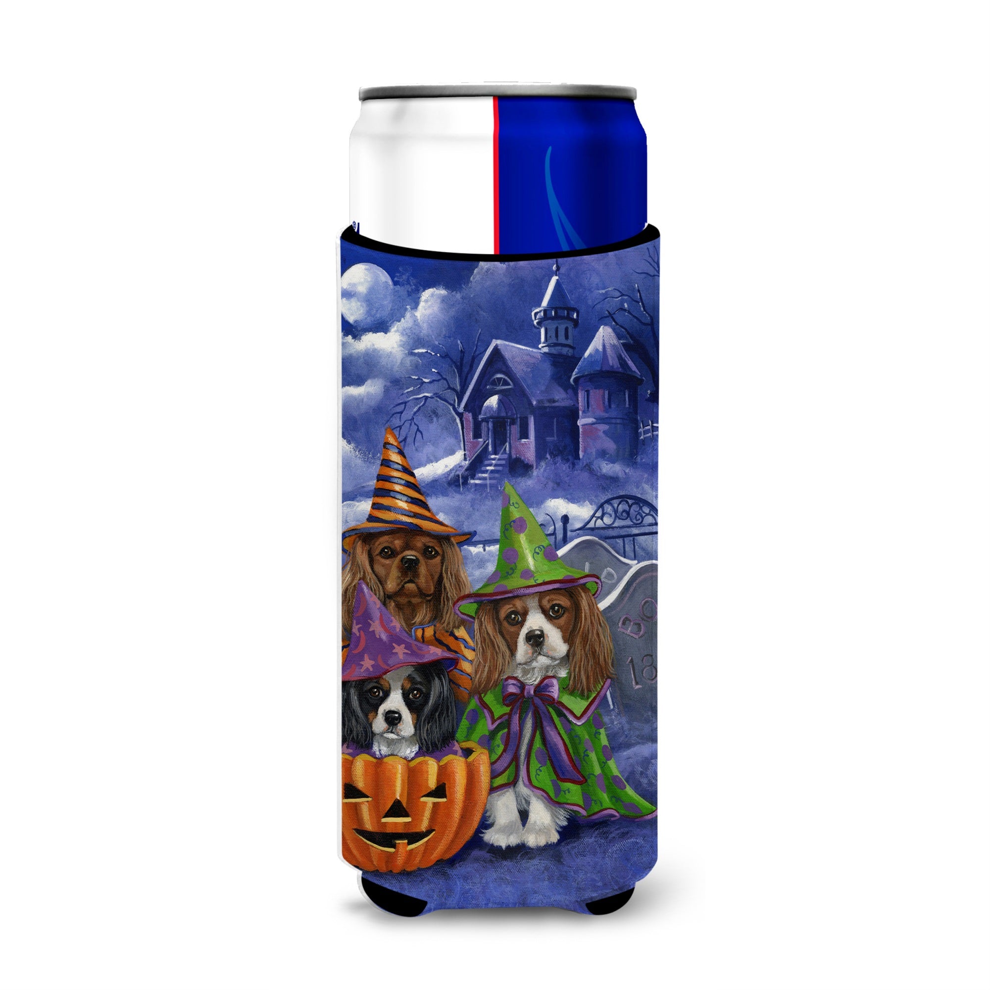 Cavalier Spaniel Halloween House Ultra Hugger For Slim Cans
