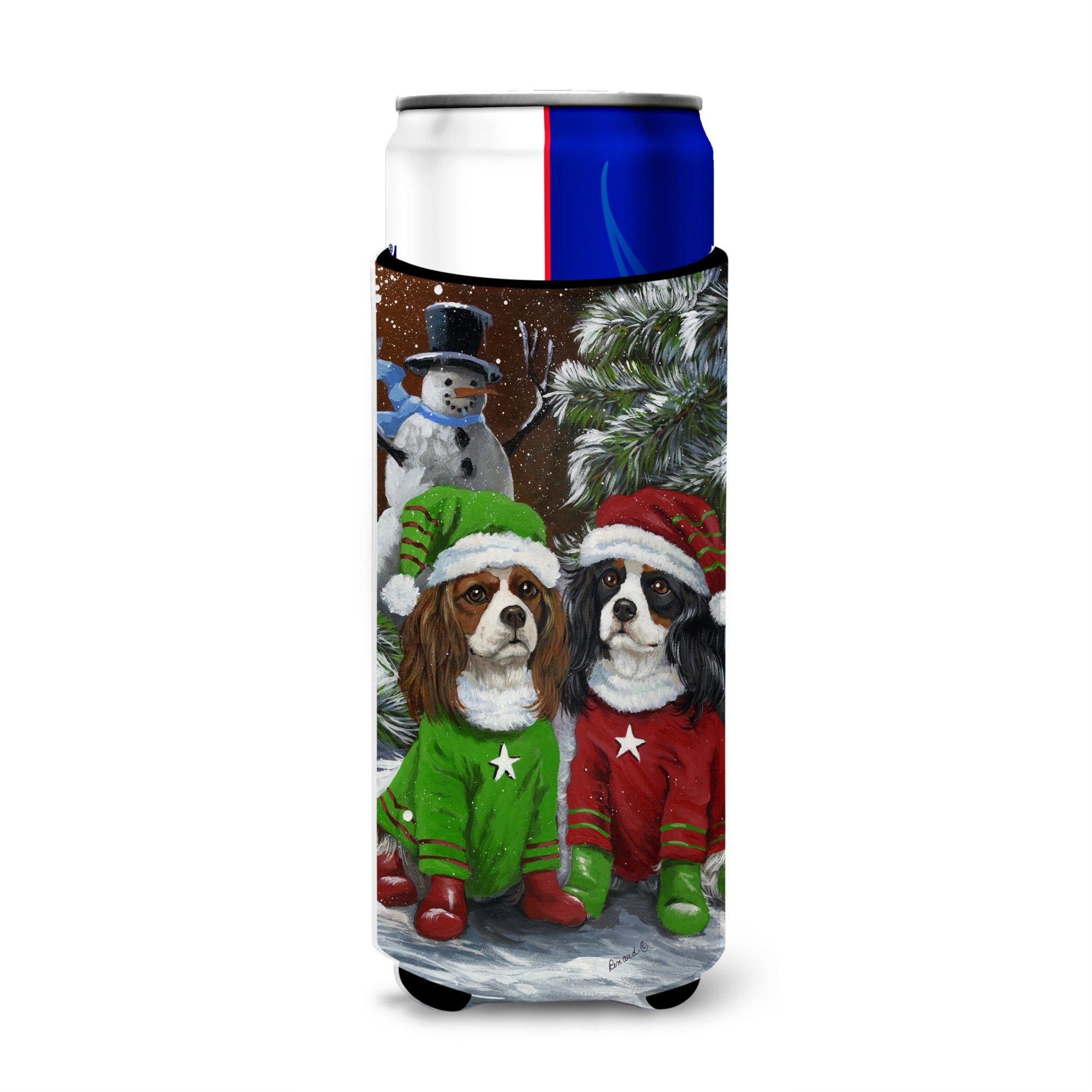 Cavalier Spaniel Snowman Christmas Ultra Hugger For Slim Cans