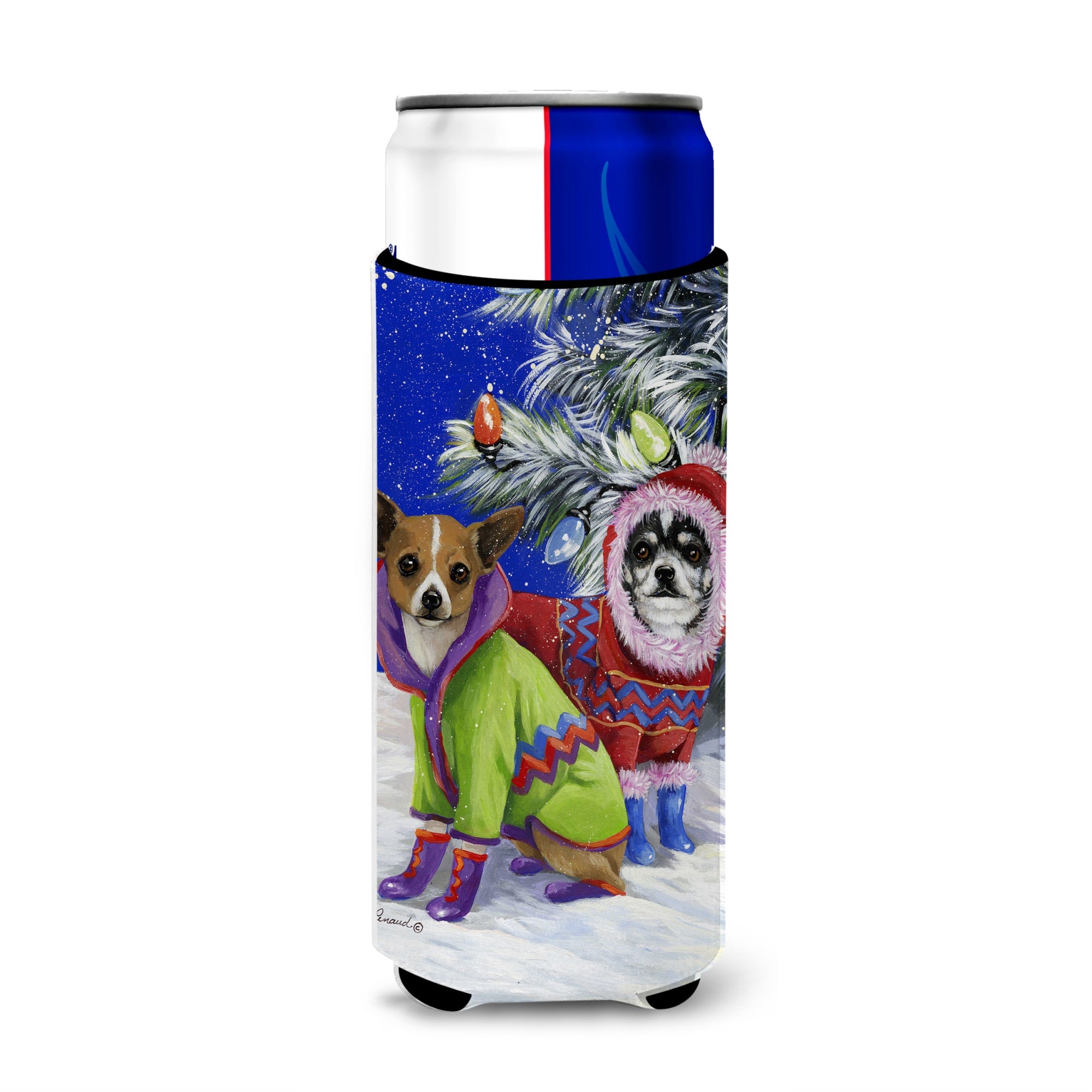 Chihuahua Christmas Snowflakes Ultra Hugger For Slim Cans