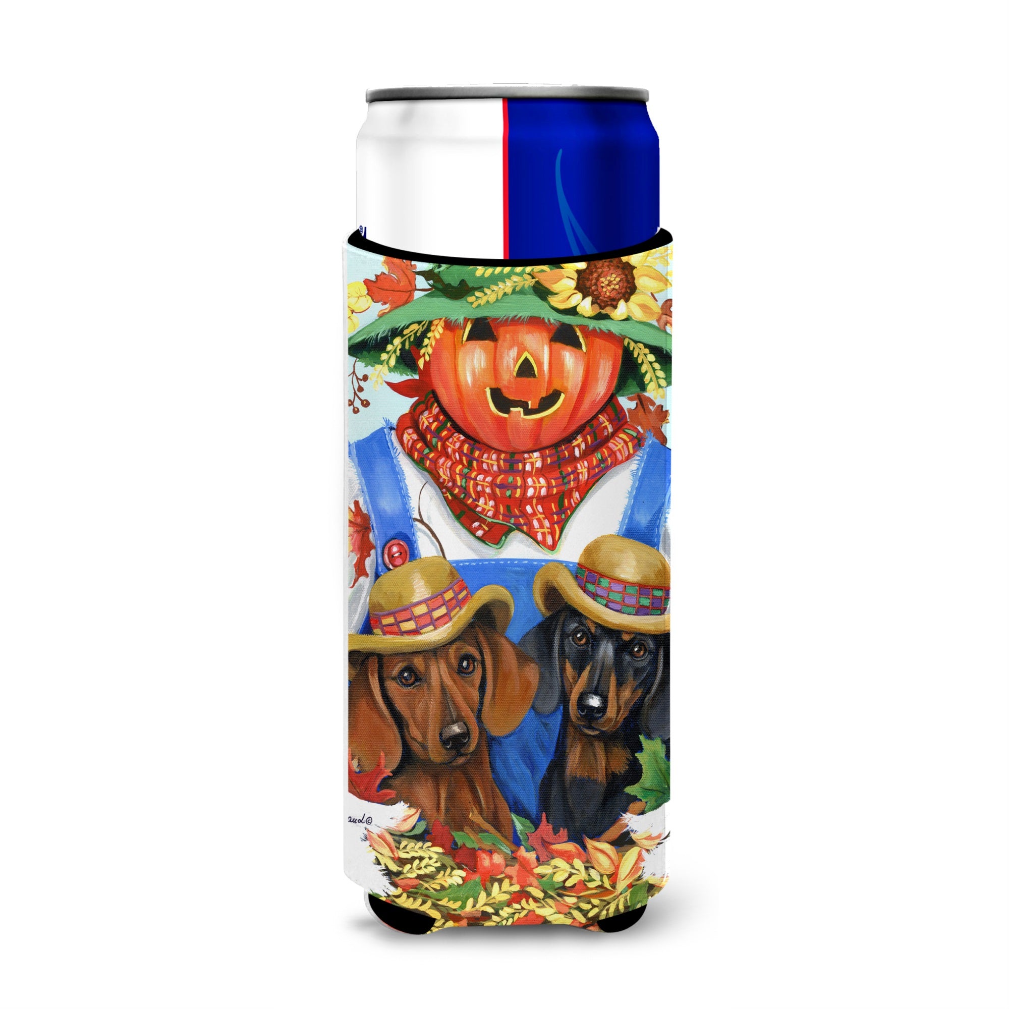 Dachshund Fall Scarecrow Ultra Hugger For Slim Cans