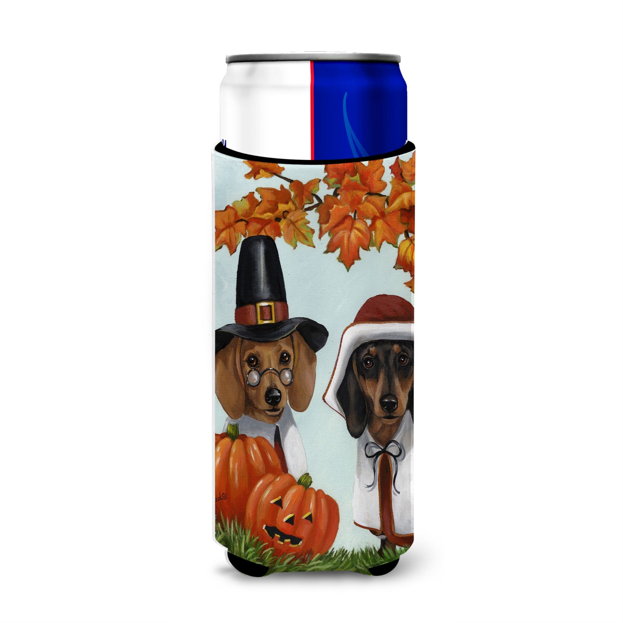 Dachshund Thanksgiving Pilgrims Ultra Hugger For Slim Cans