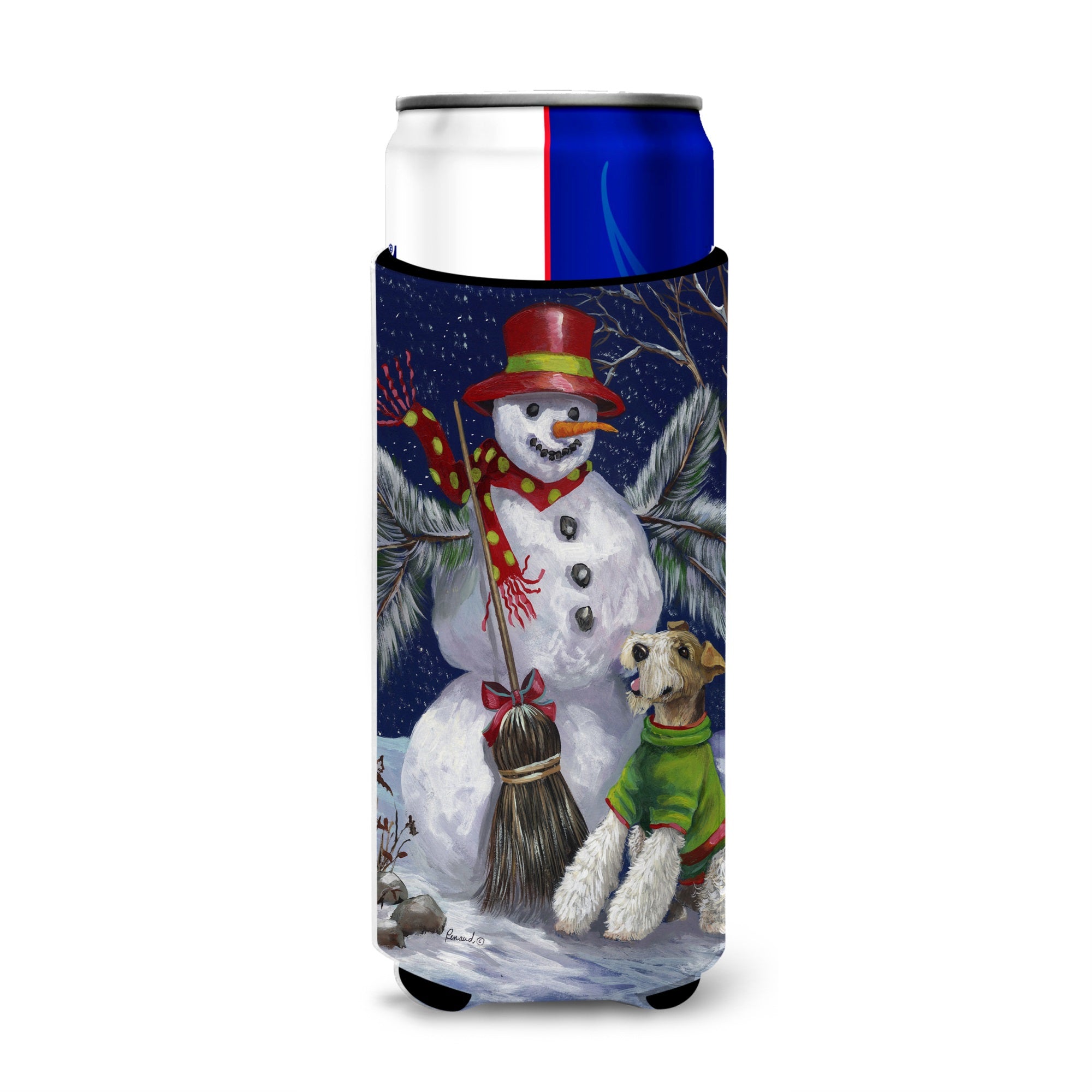 Fox Terrier Christmas Winter Fun Ultra Hugger For Slim Cans