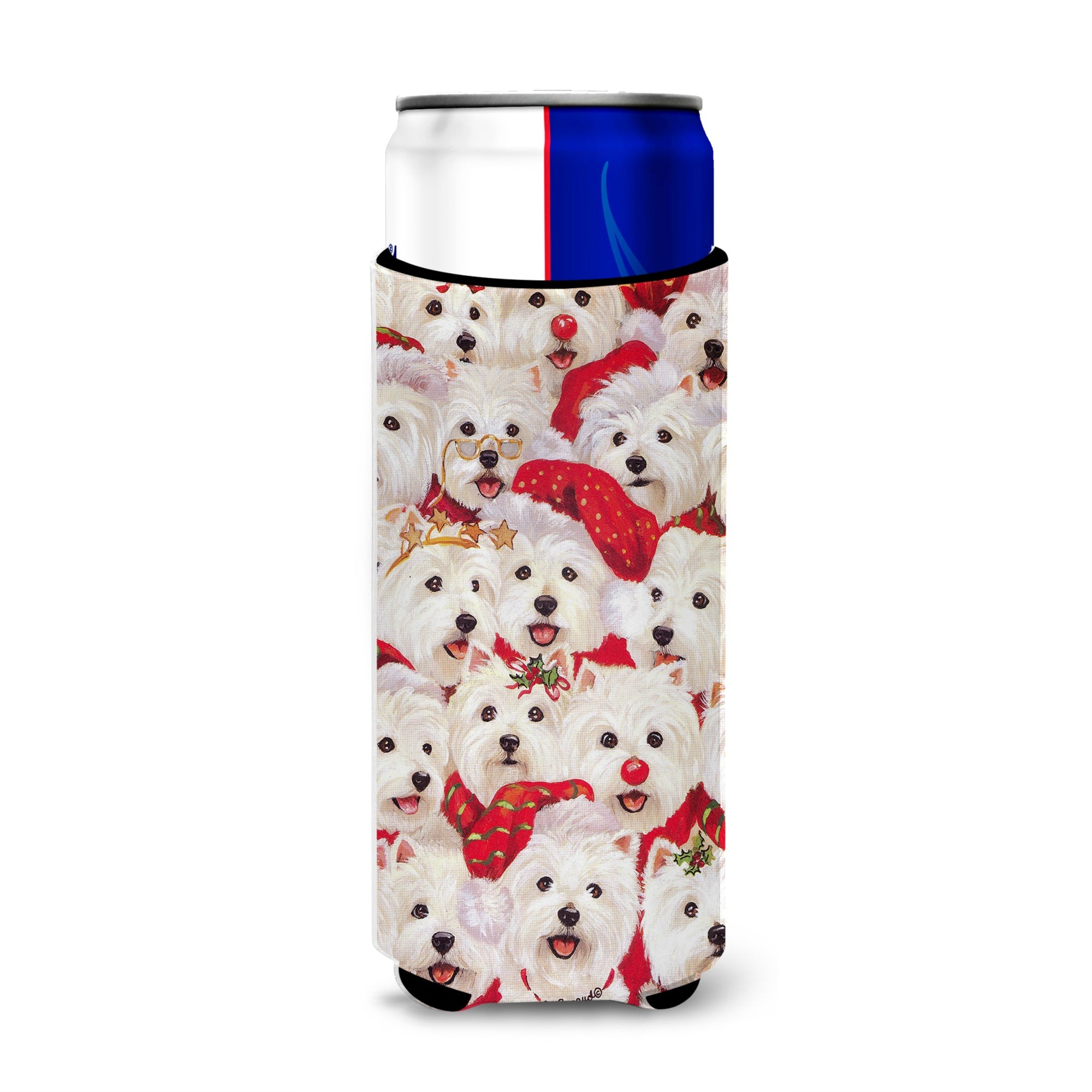 Westie Christmas A Plenty Ultra Hugger For Slim Cans