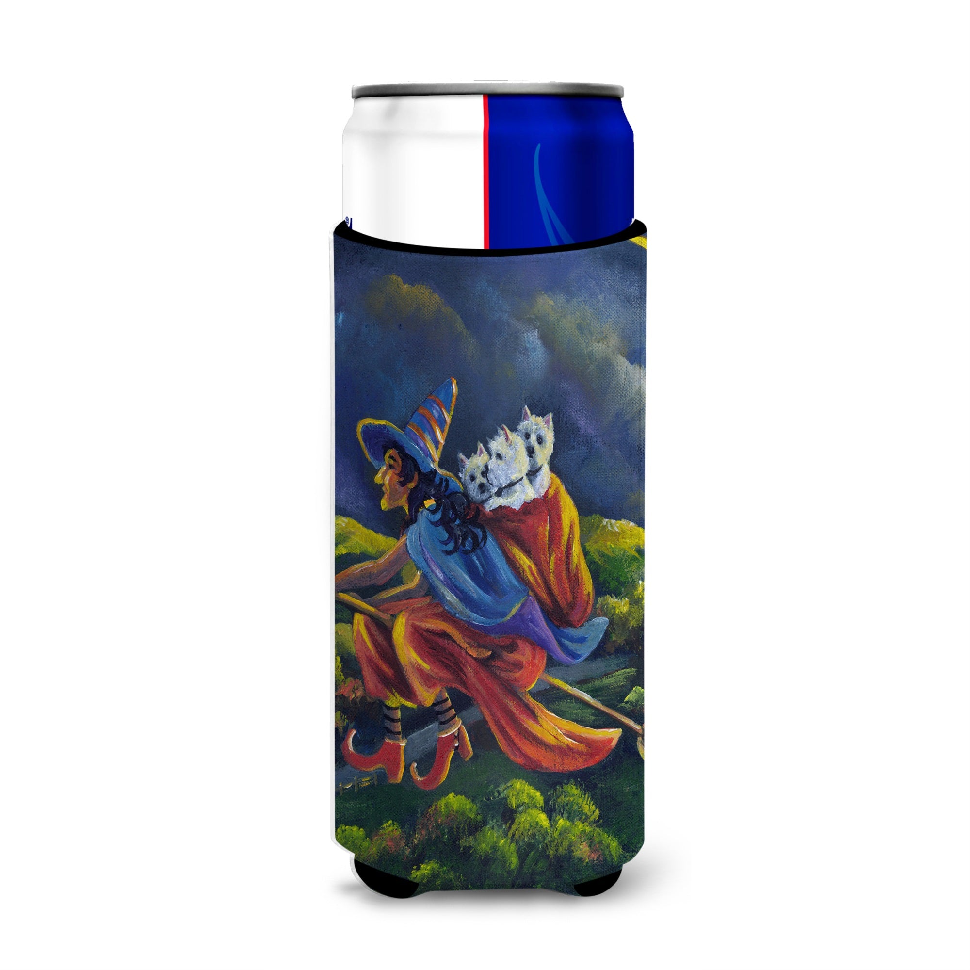 Westie Halloween Witch Ultra Hugger For Slim Cans