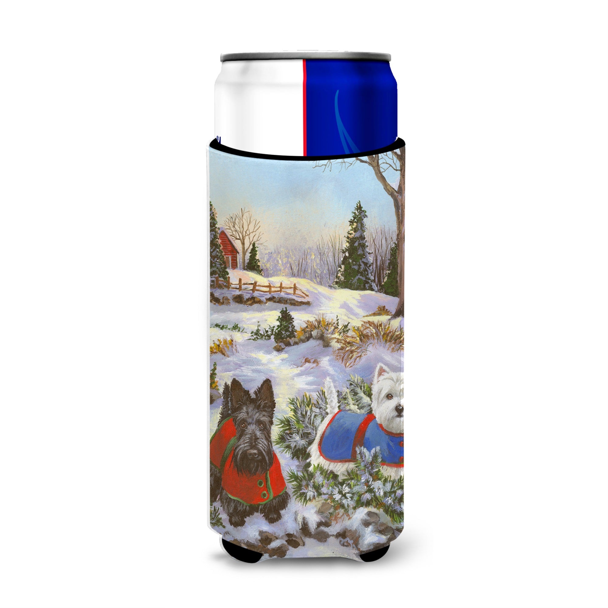 Scottie And Westie Christmas Pine Hill Ultra Hugger For Slim Cans