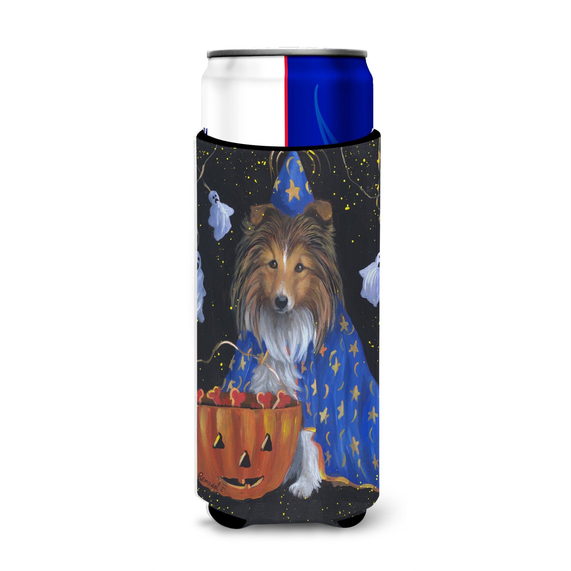 Sheltie Halloween Witch Ultra Hugger For Slim Cans