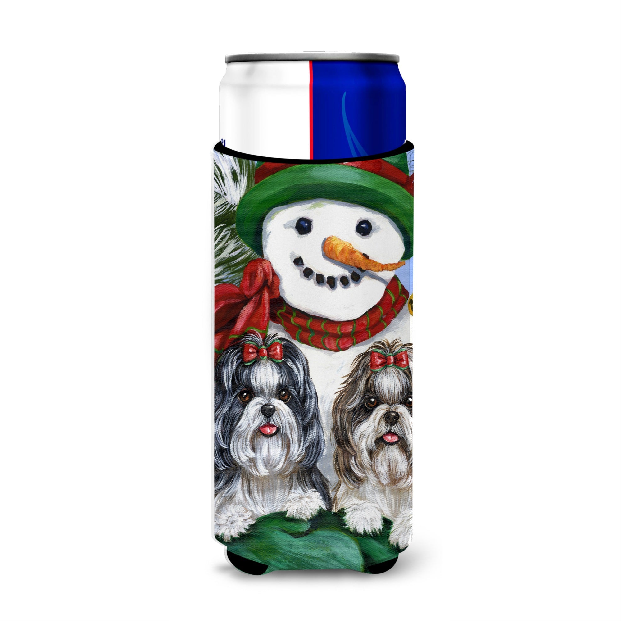 Shih Tzu Christmas Snowman Ultra Hugger For Slim Cans