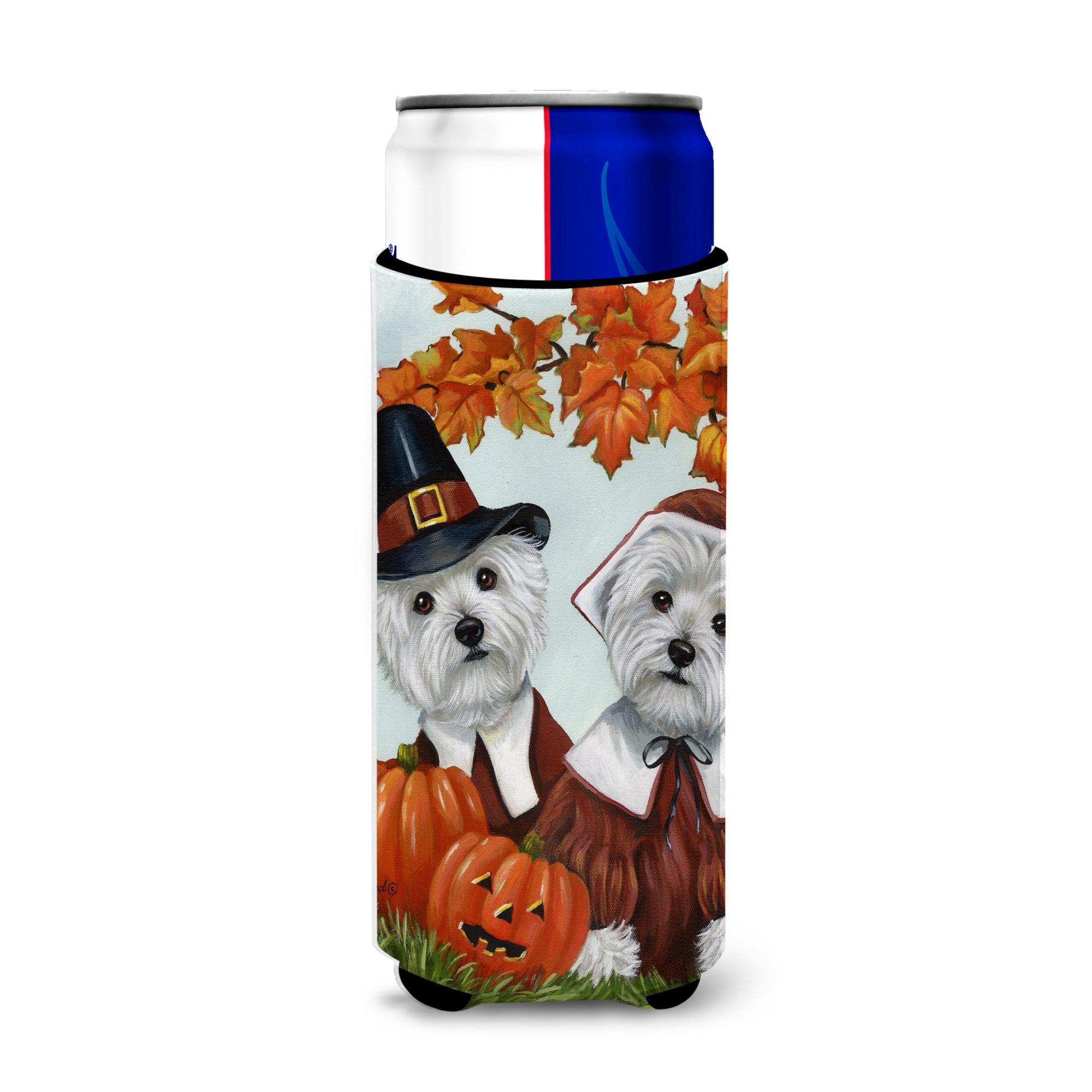 Westie Thanksgiving Pilgrims Ultra Hugger For Slim Cans