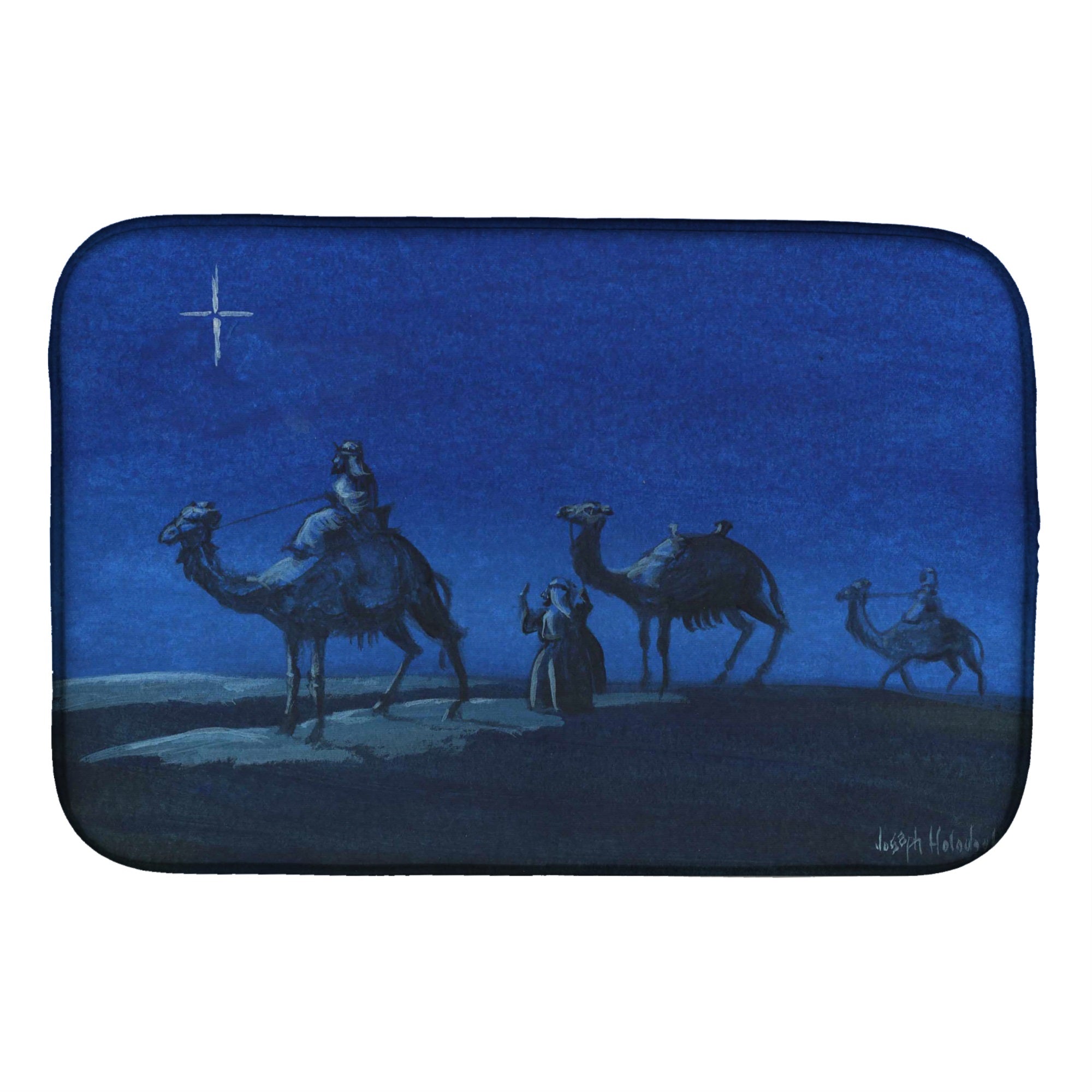 Wise Men In Blue Dish Drying Mat