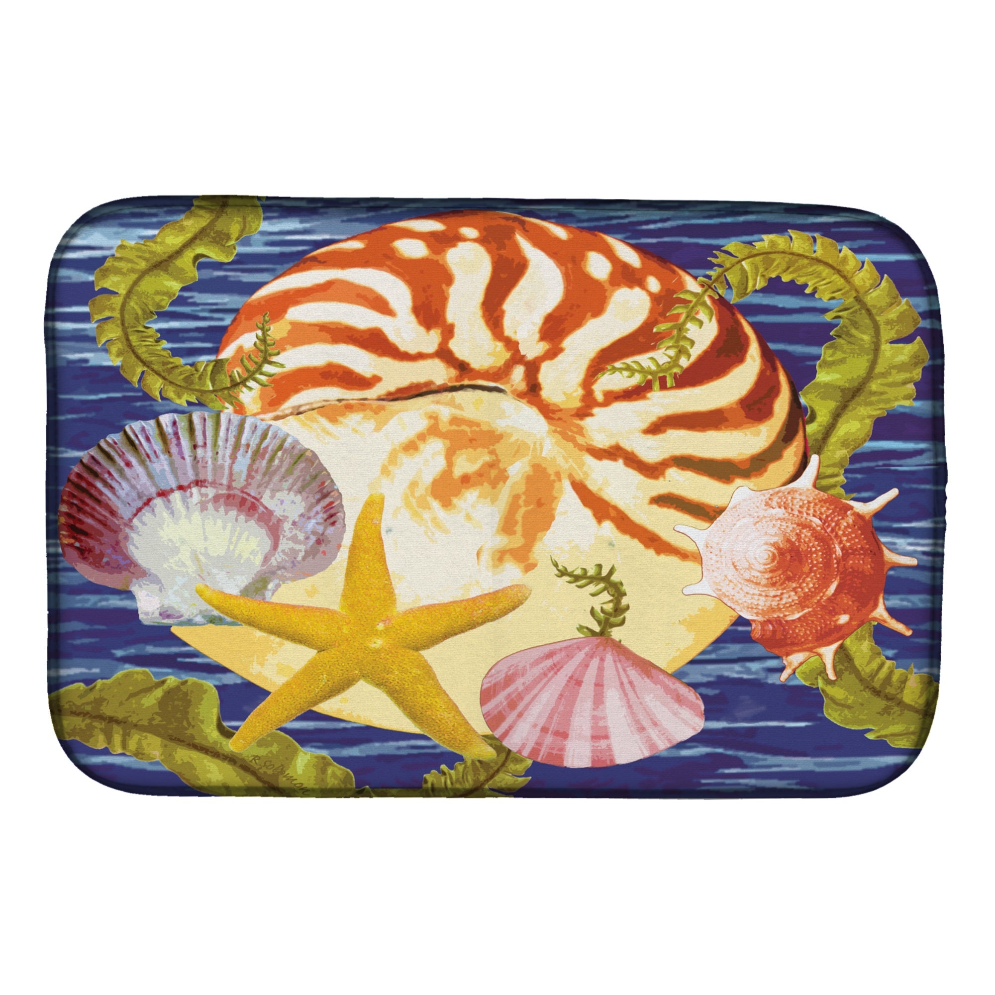 Nautilus And Gulf And Sundial Dish Drying Mat