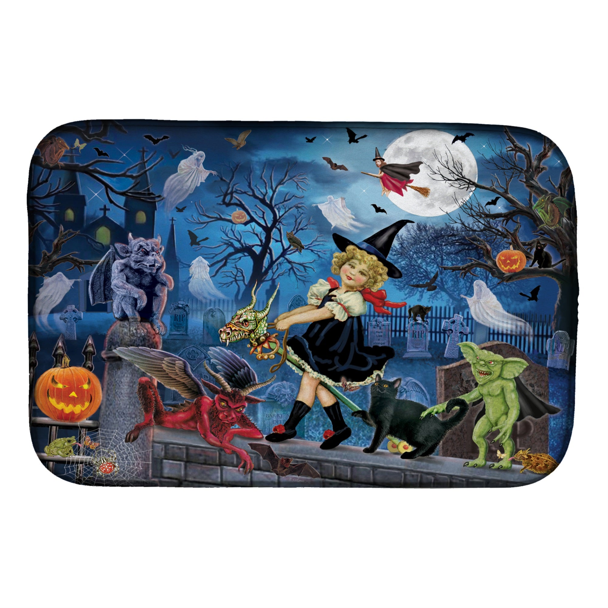 Littlest Witch'S Halloween Party Dish Drying Mat
