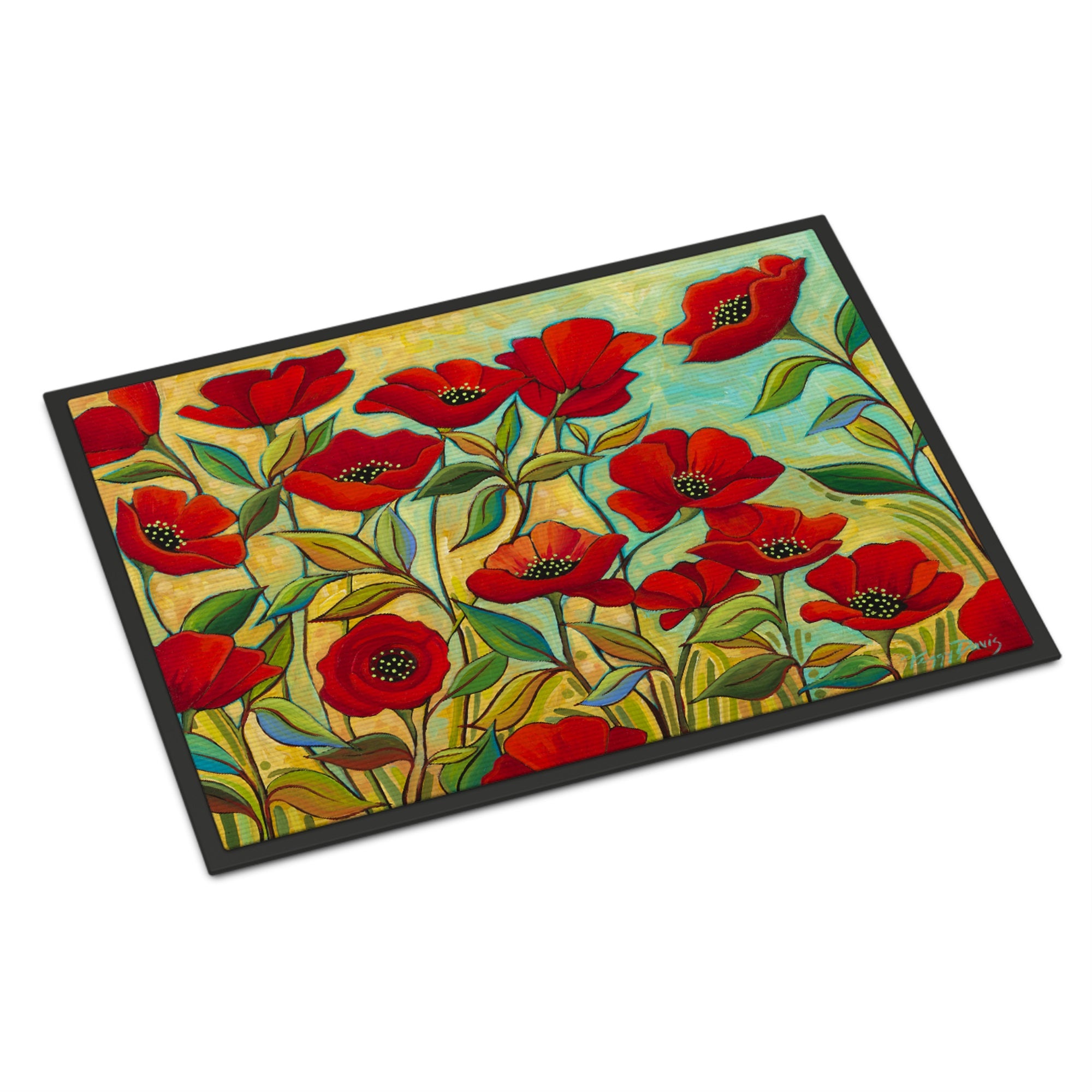 Poppy Garden Flowers Indoor Or Outdoor Mat 24X36