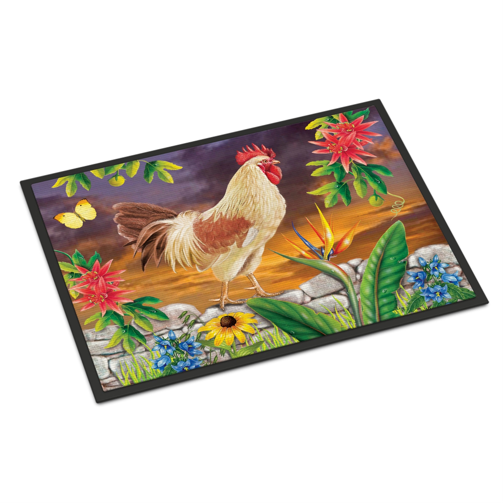 White Rooster Indoor Or Outdoor Mat 24X36