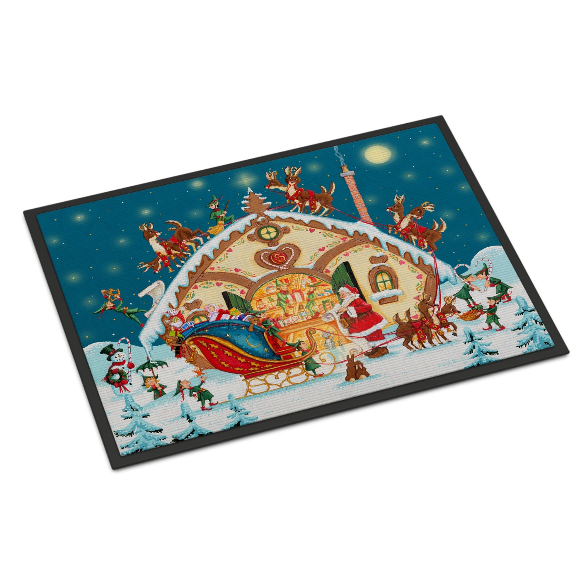 Santa Claus Loading The Sleigh Indoor Or Outdoor Mat 18X27